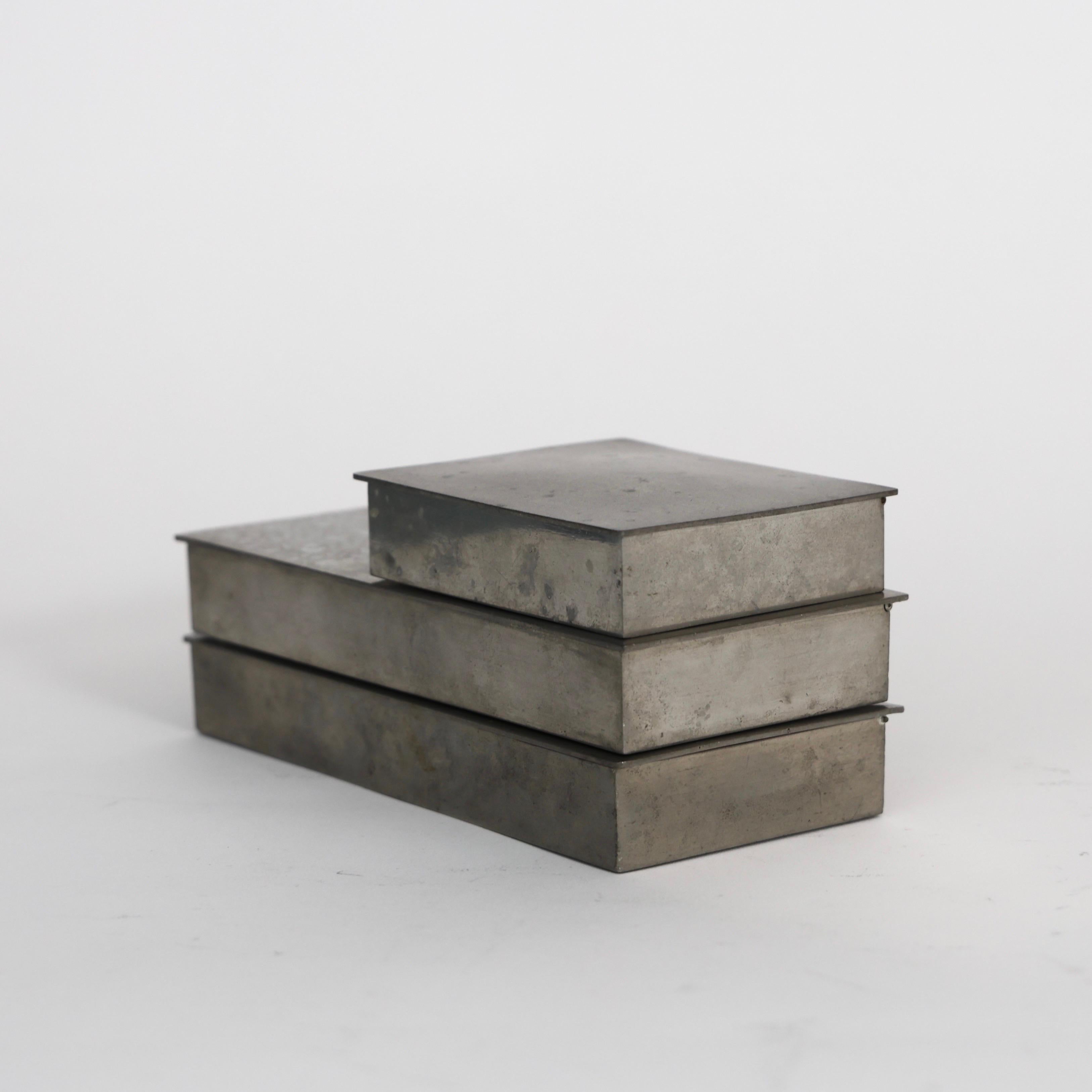 Mid-20th Century Pewter Box Trio designed by Arne Erkers for Just Andersen, 1950s, Denmark