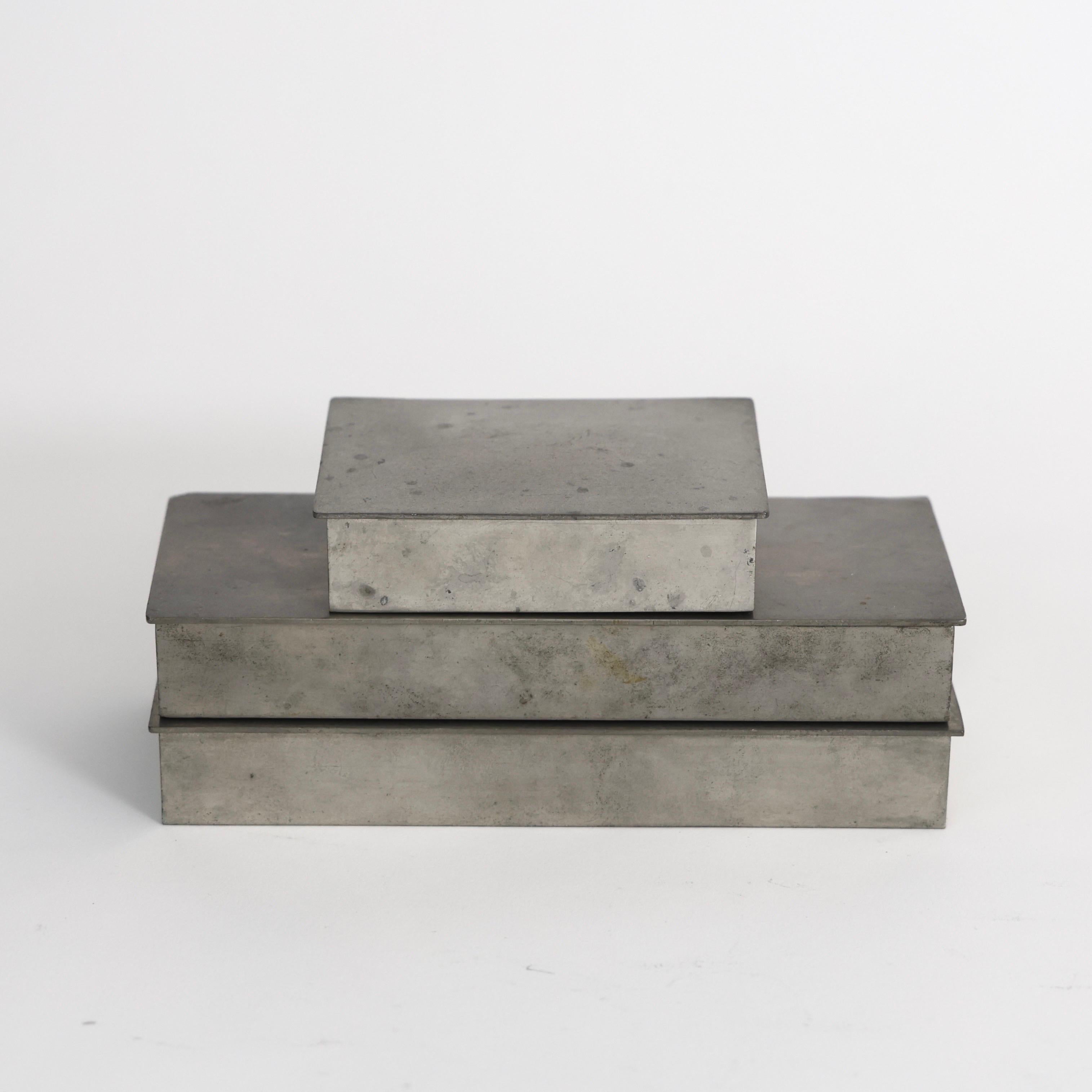 Pewter Box Trio designed by Arne Erkers for Just Andersen, 1950s, Denmark 1