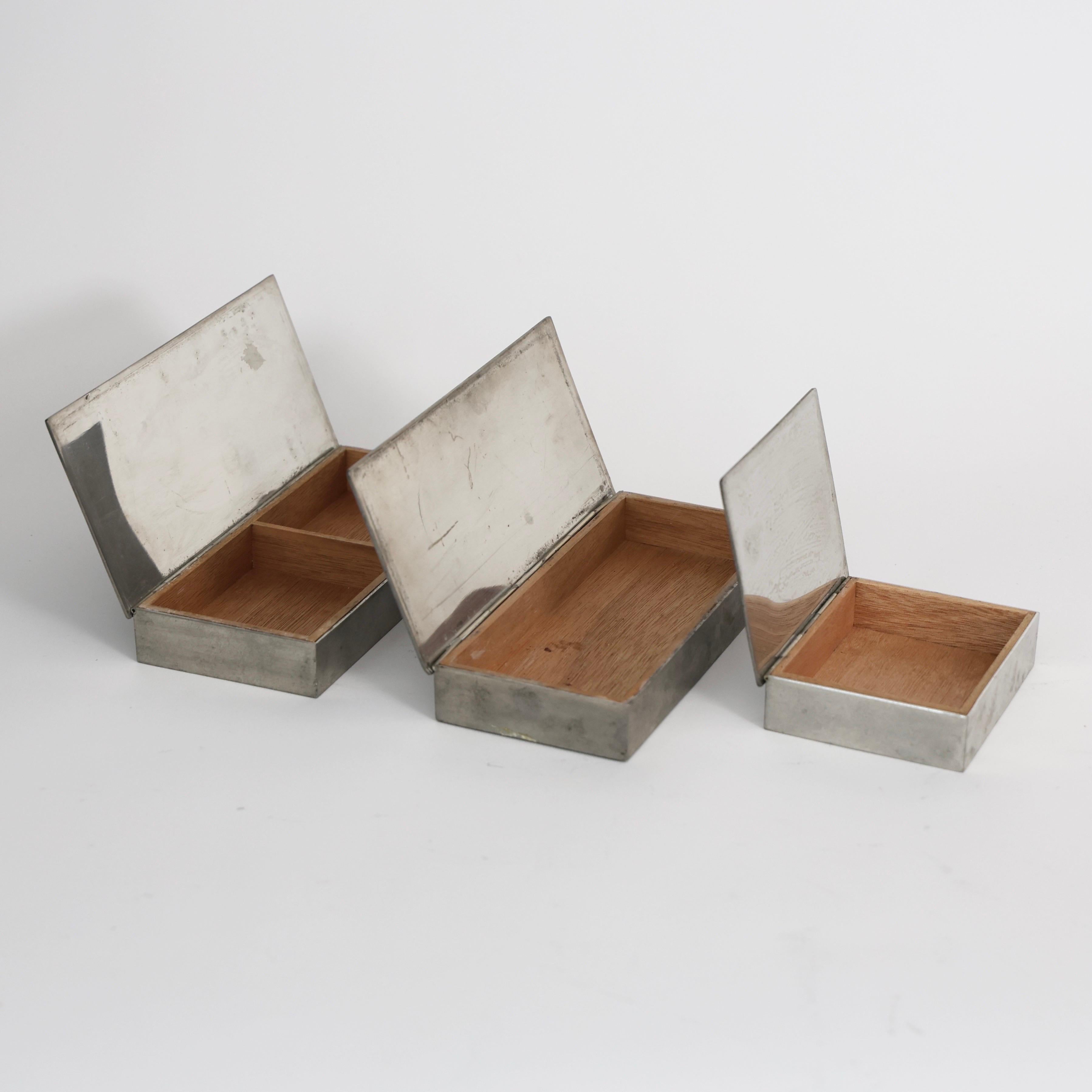 Pewter Box Trio designed by Arne Erkers for Just Andersen, 1950s, Denmark 3