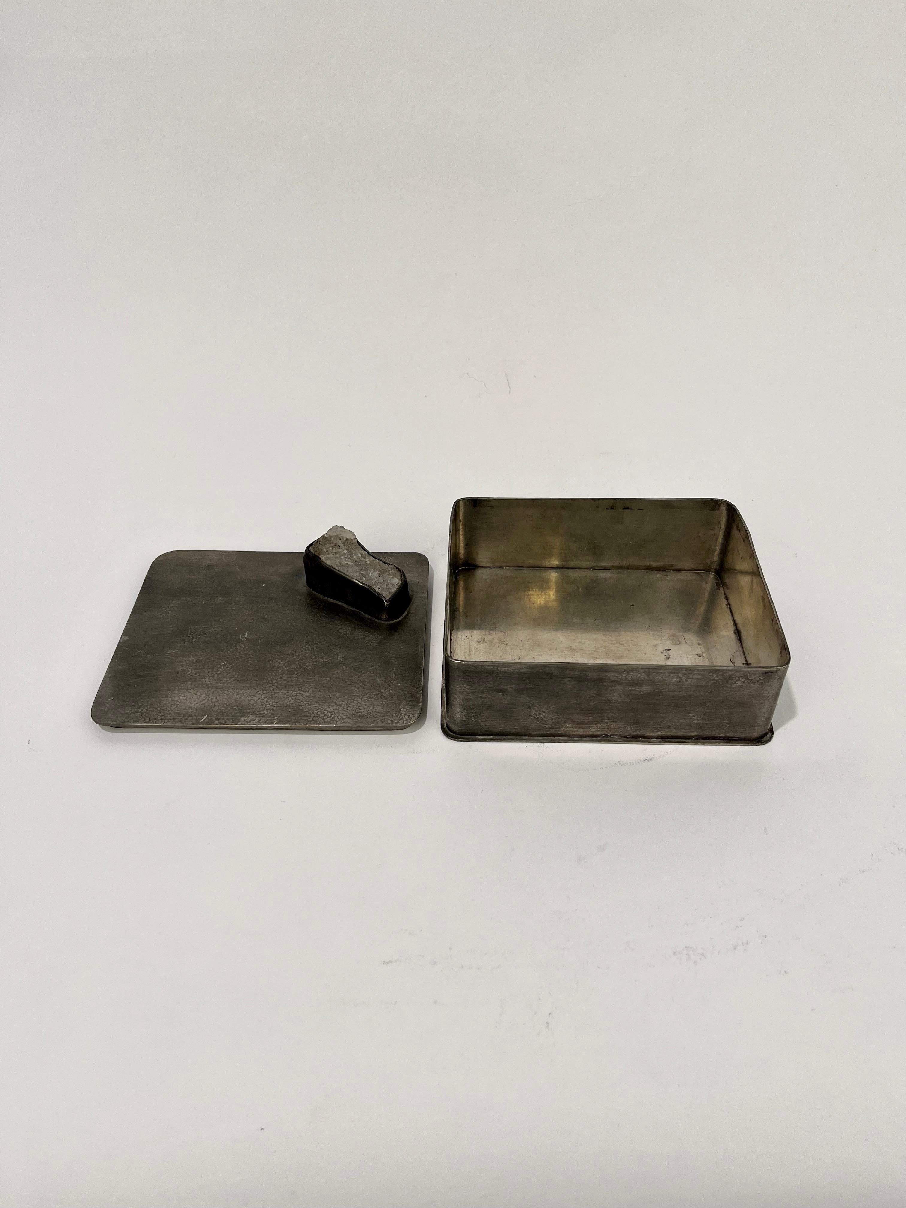 Pewter Box with Mountain Crystal In Good Condition For Sale In Stockholm, SE