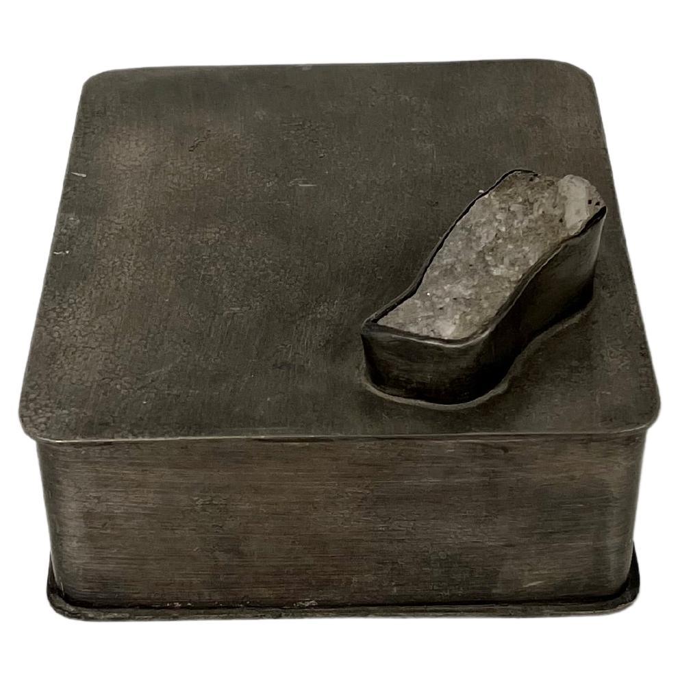 Pewter Box with Mountain Crystal For Sale