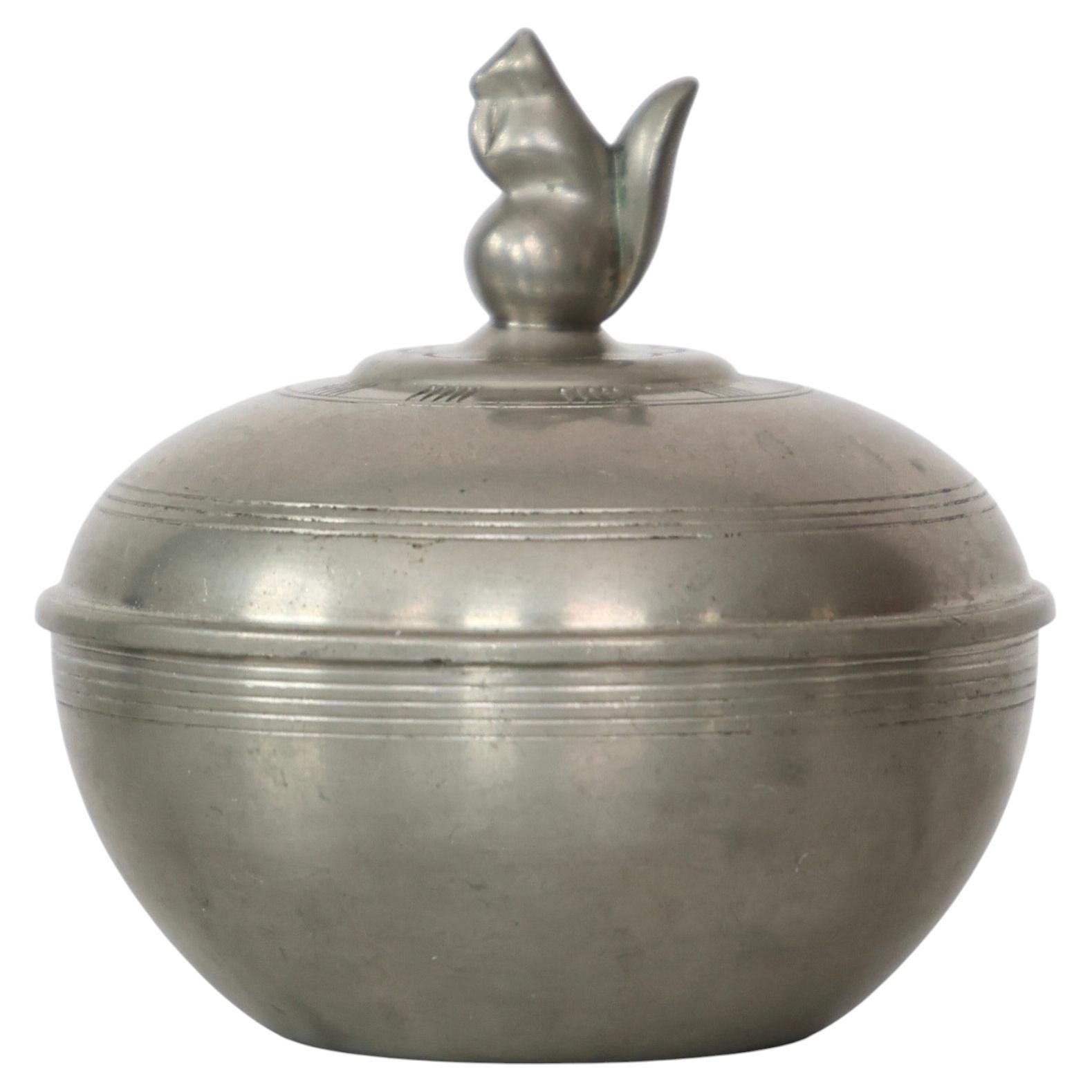 Pewter Box with Squirrel designed by Just Andersen, 1920s, Denmark For Sale