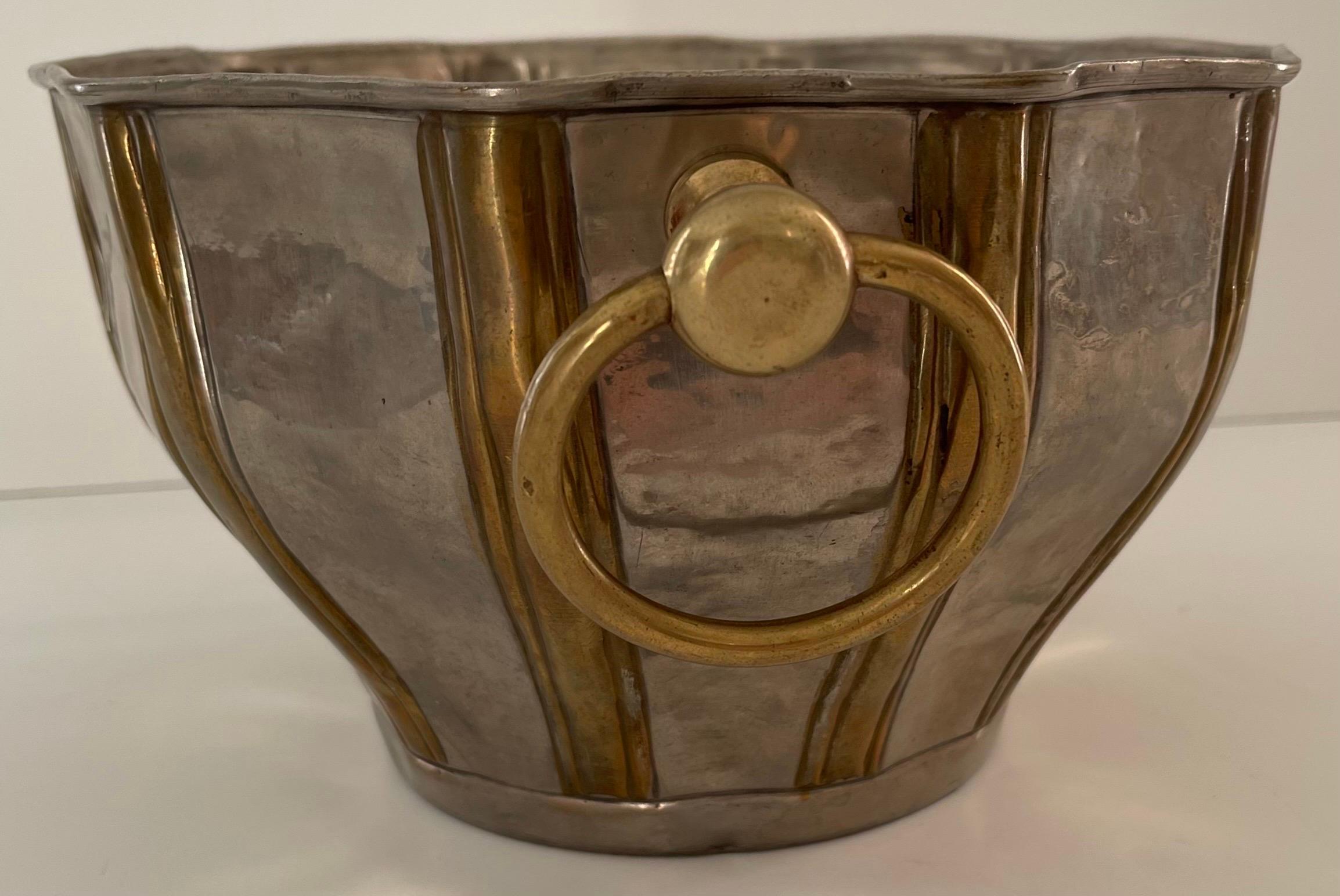 Pewter & Brass Metal Cachepot For Sale 4