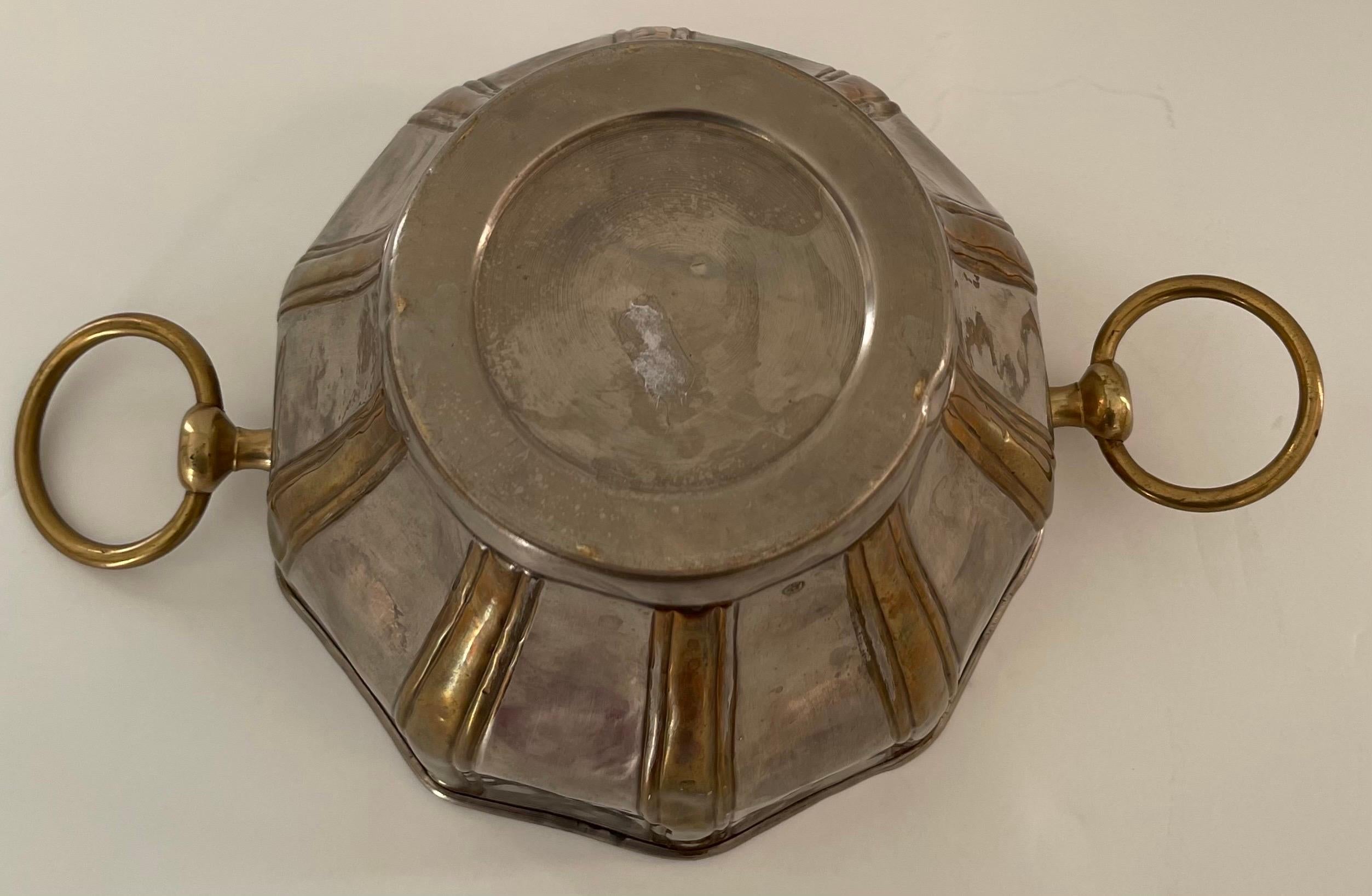 Pewter & Brass Metal Cachepot For Sale 5