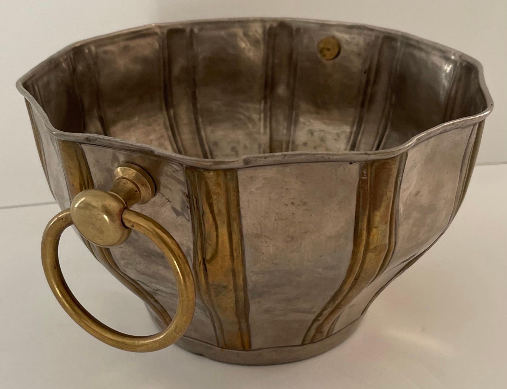 Pewter & Brass Metal Cachepot In Good Condition For Sale In Stamford, CT