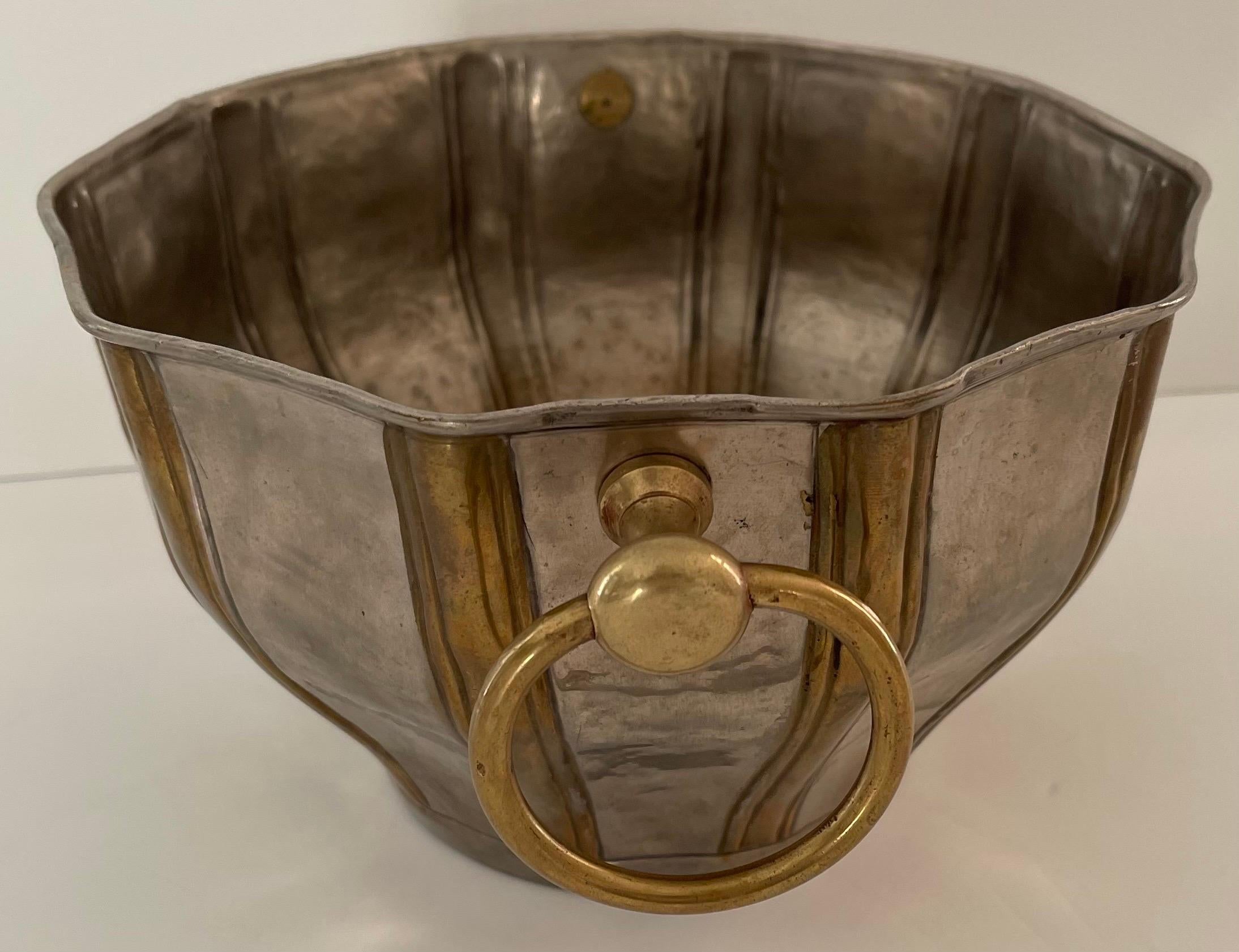 Pewter & Brass Metal Cachepot For Sale 2