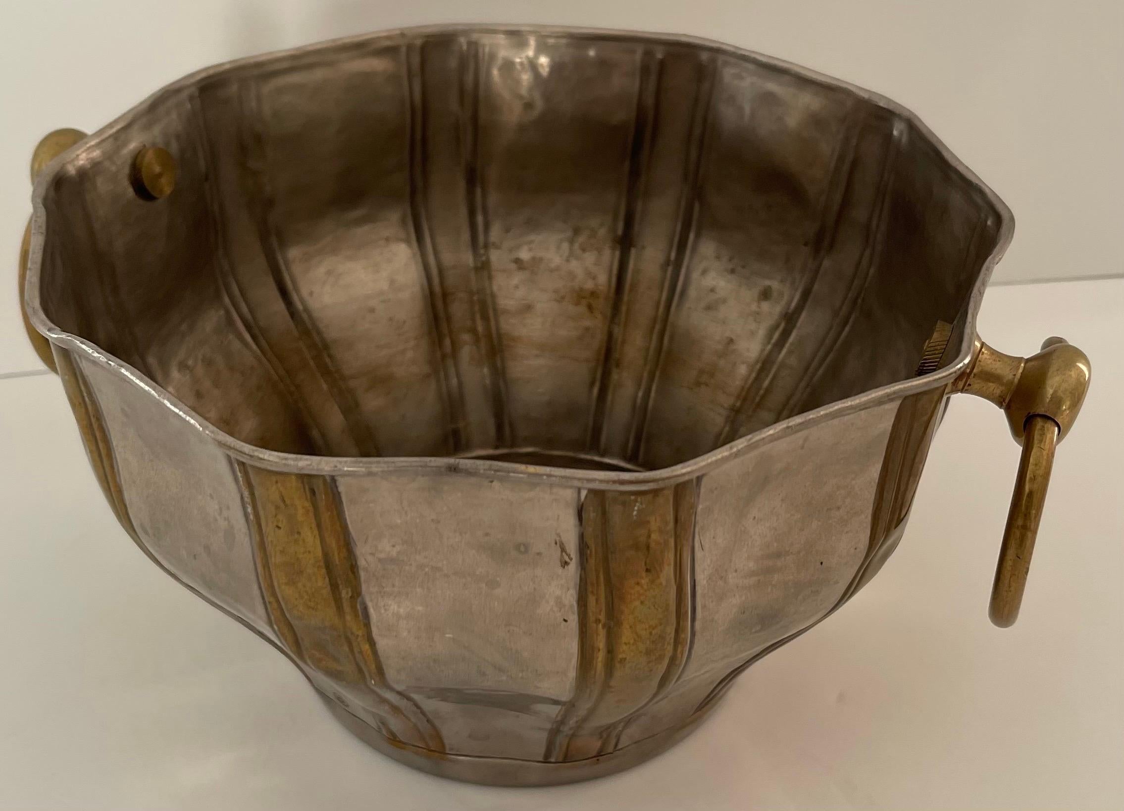 Pewter & Brass Metal Cachepot For Sale 3