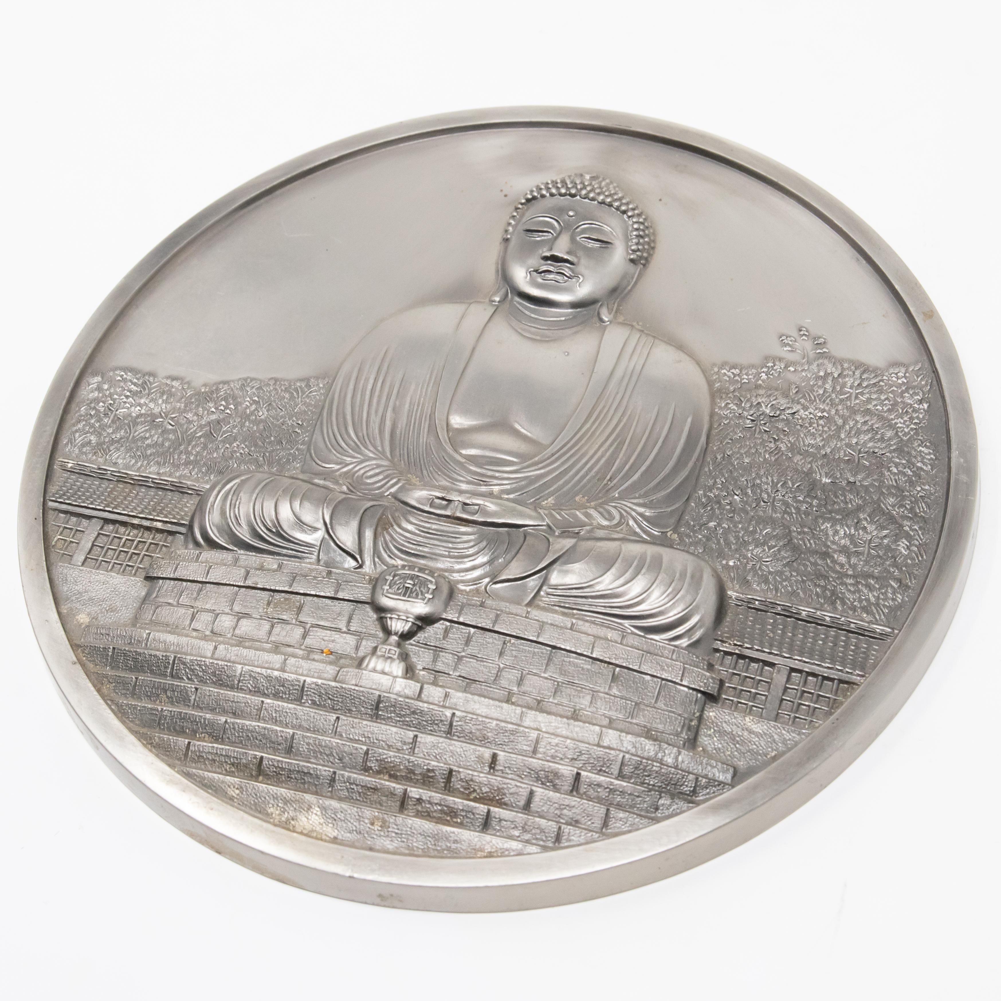 Pewter Buddha Wall Plaque For Sale 2