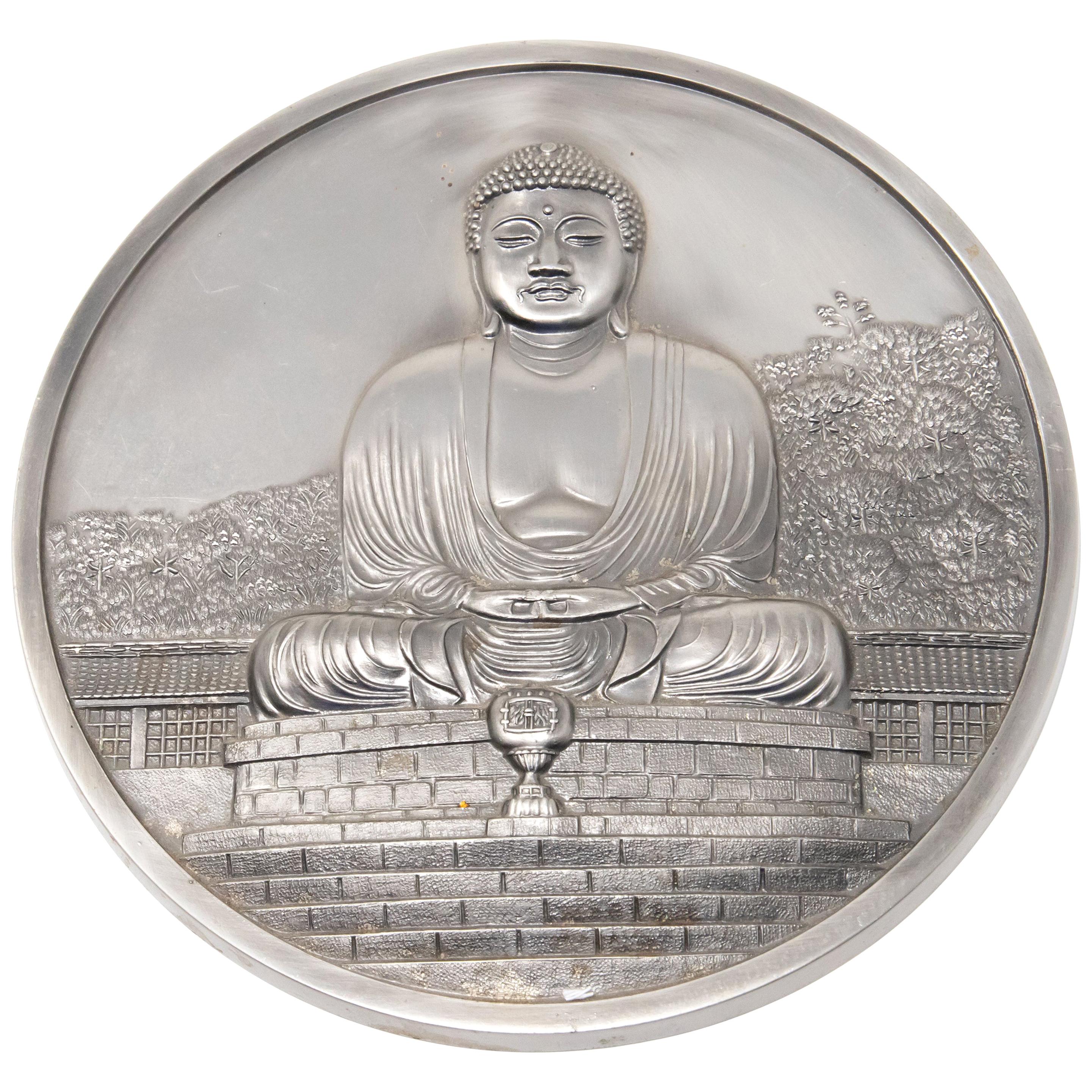 Pewter Buddha Wall Plaque For Sale