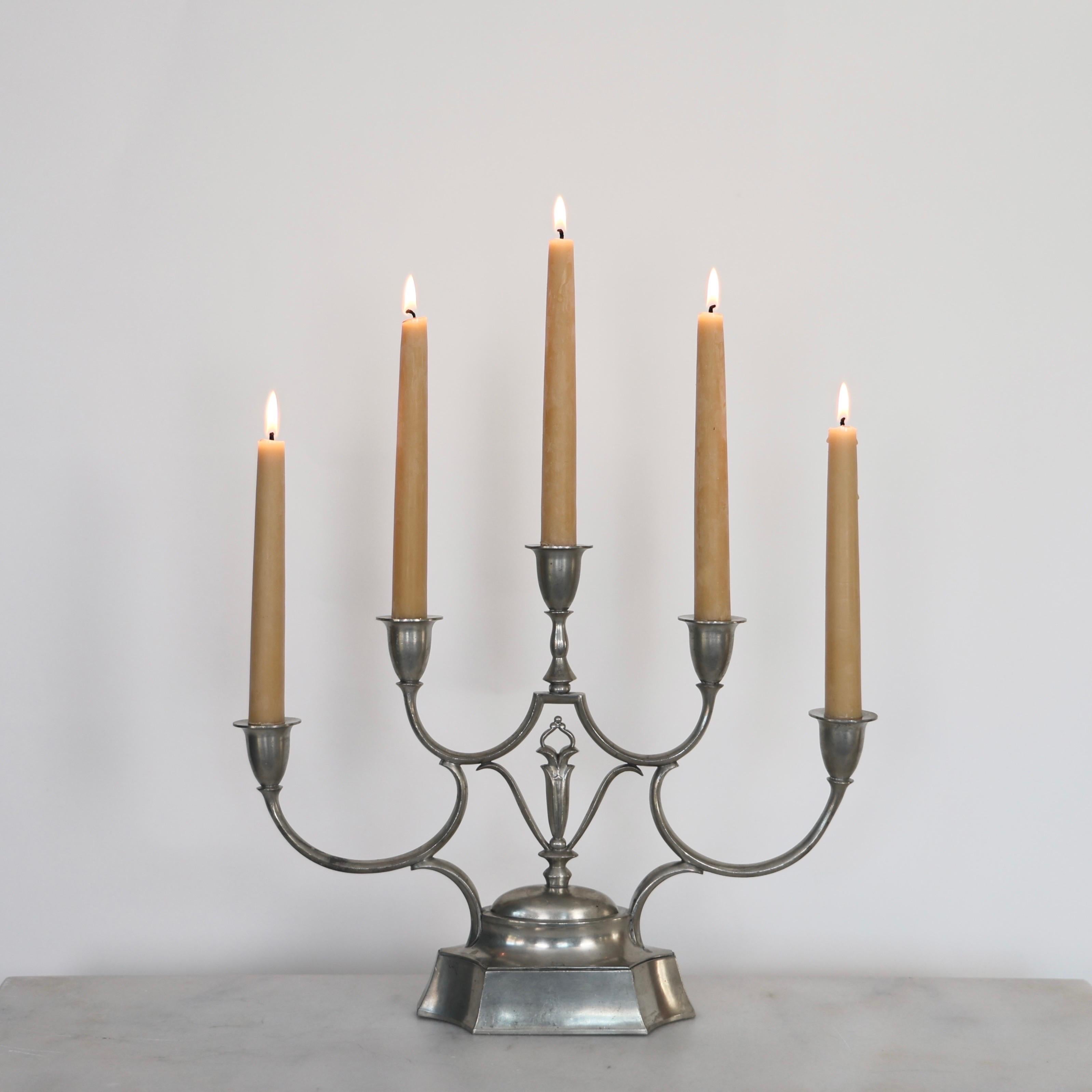 Candelabro in peltro di Just Andersen, anni '20, Danimarca in vendita 5