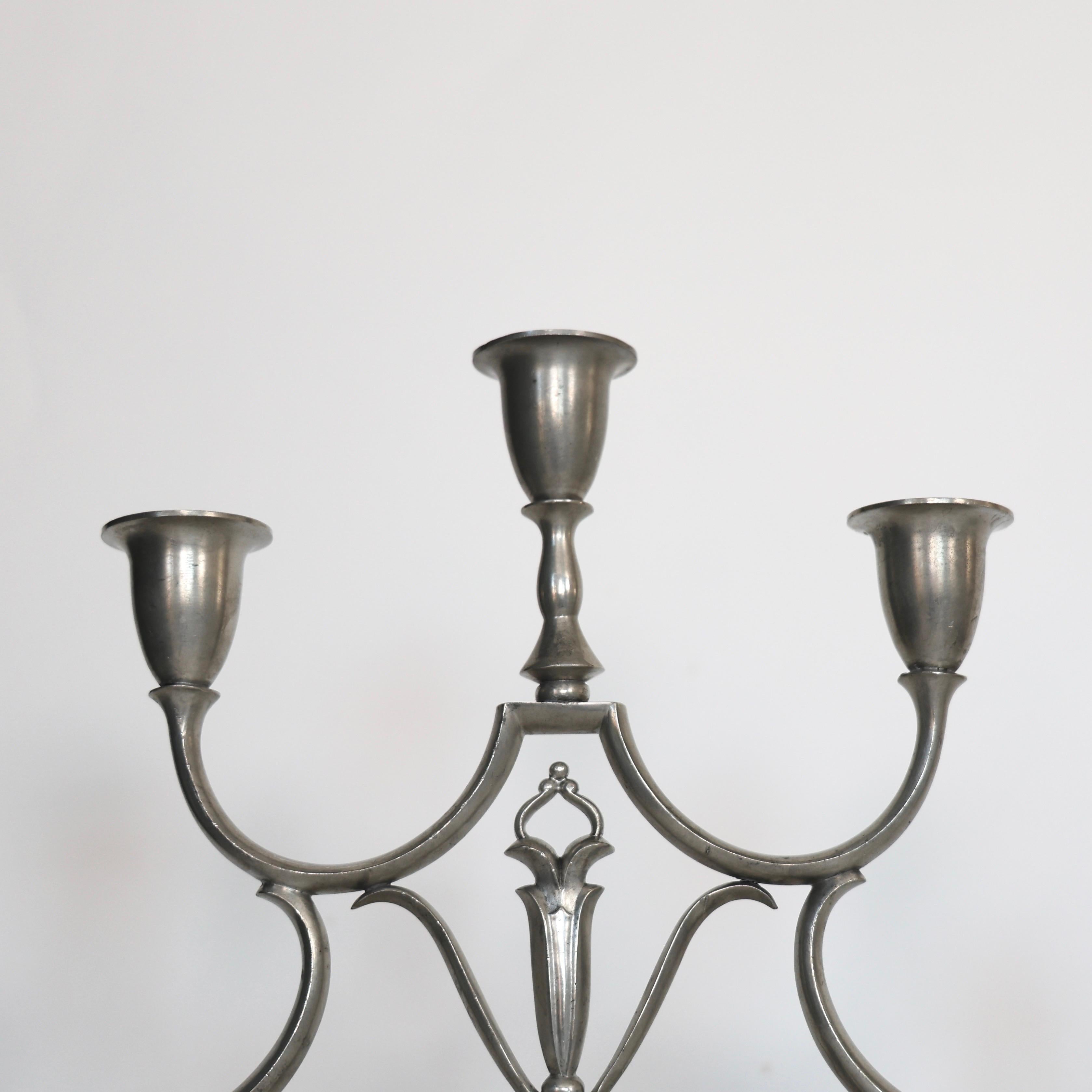 Candelabro in peltro di Just Andersen, anni '20, Danimarca in vendita 2