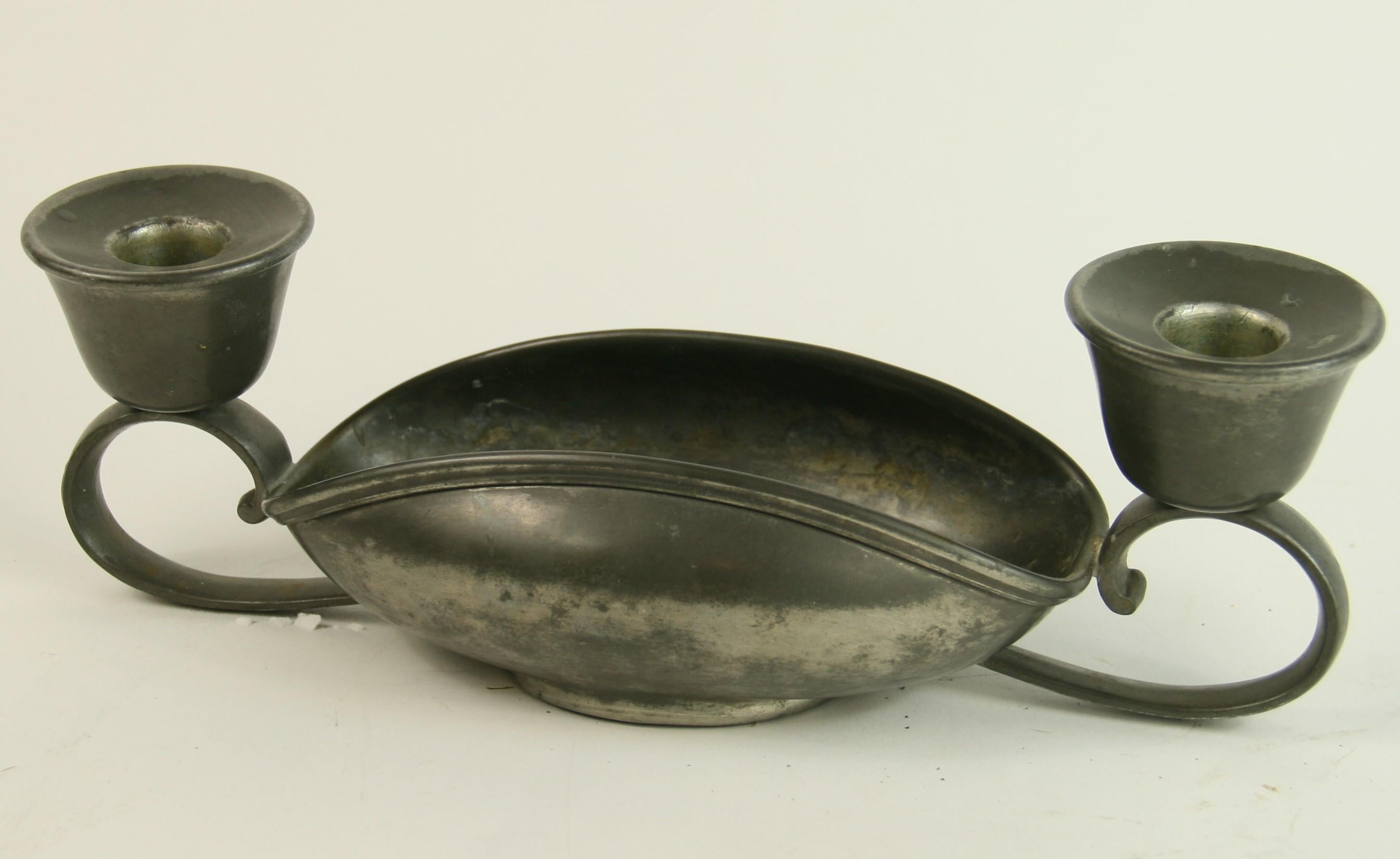 2-283 Pewter candleholder by Rice Pewter, circa 1930s.