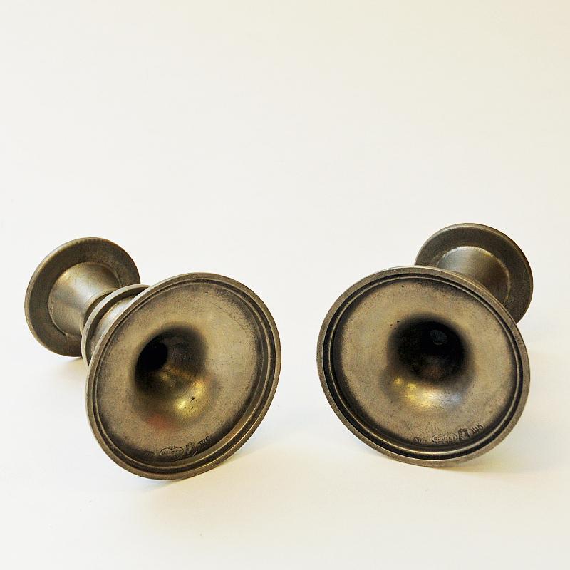 Pewter Candle Holder Pair by Edvin Ollers, Sweden 1947 4