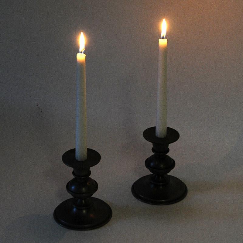 Mid-20th Century Pewter Candle Holder Pair by Edvin Ollers, Sweden 1947