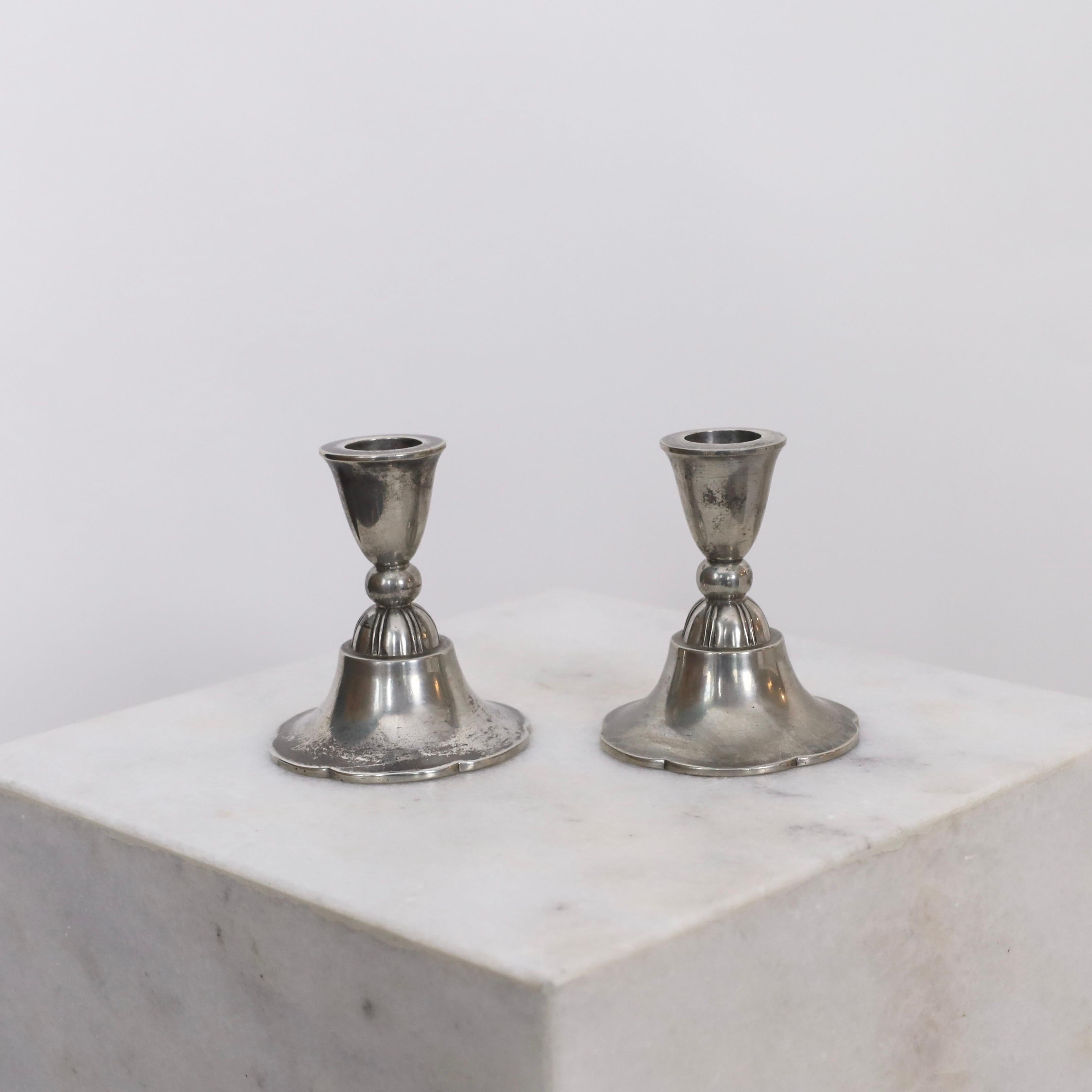 Pewter Candle Holders by Just Andersen, 1920s, Denmark For Sale 4