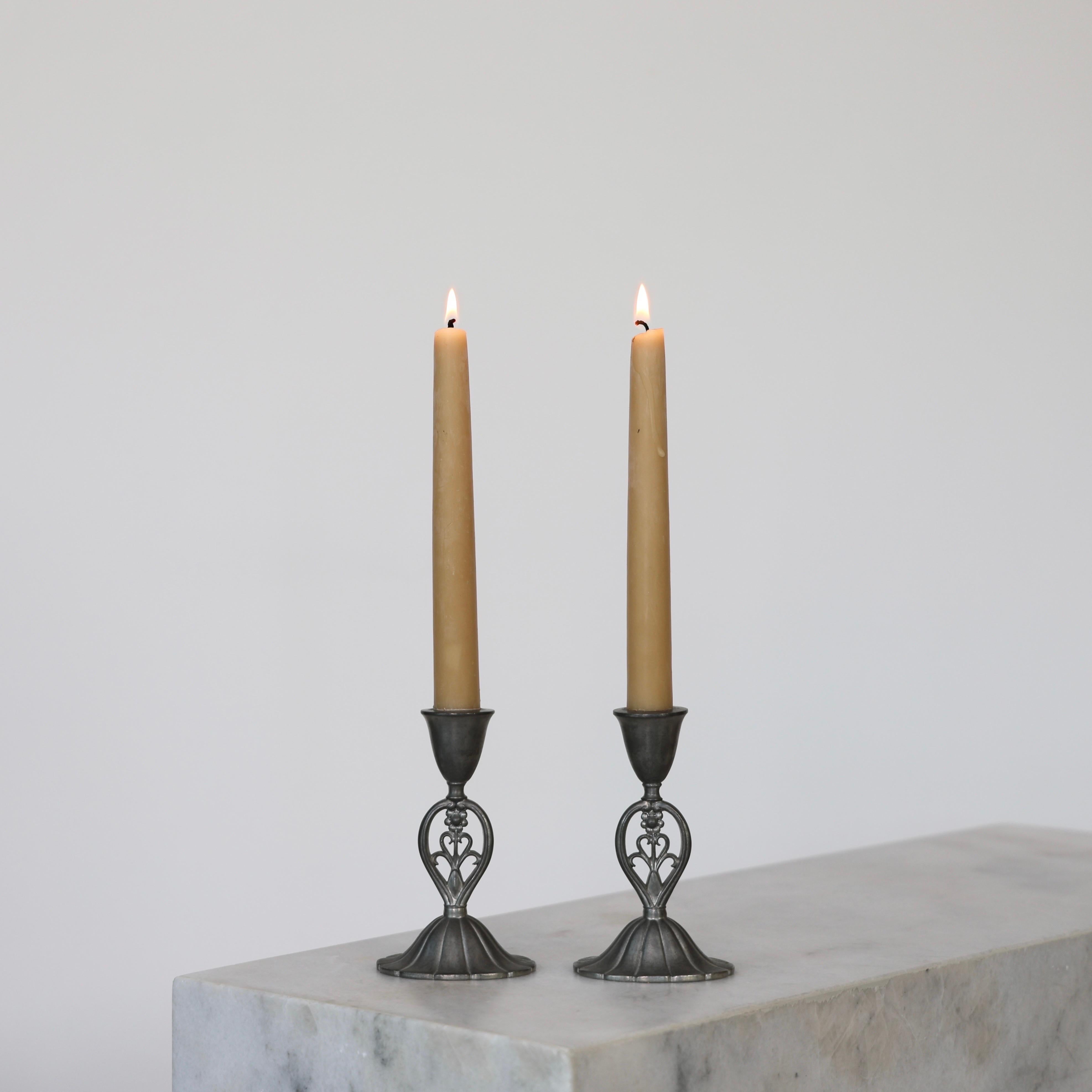 Pewter Candle Holders by Just Andersen, 1920s, Denmark For Sale 6