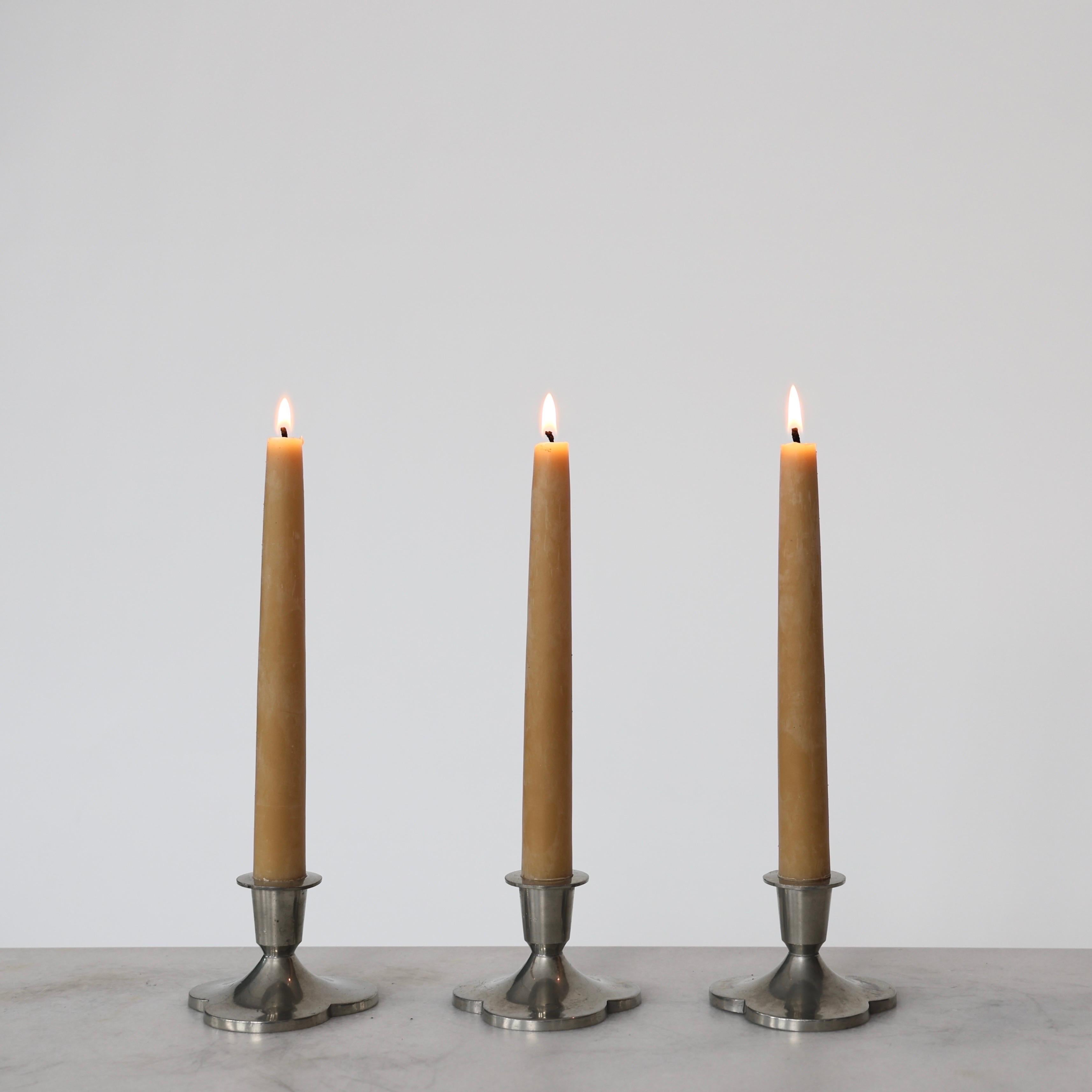 Pewter Candle Holders by Just Andersen, 1920s, Denmark For Sale 8