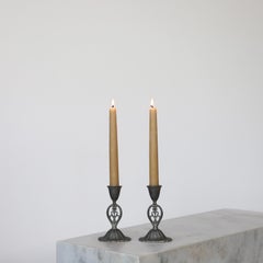 Art Nouveau Pewter Candle Holders by Just Andersen, 1920s, Denmark