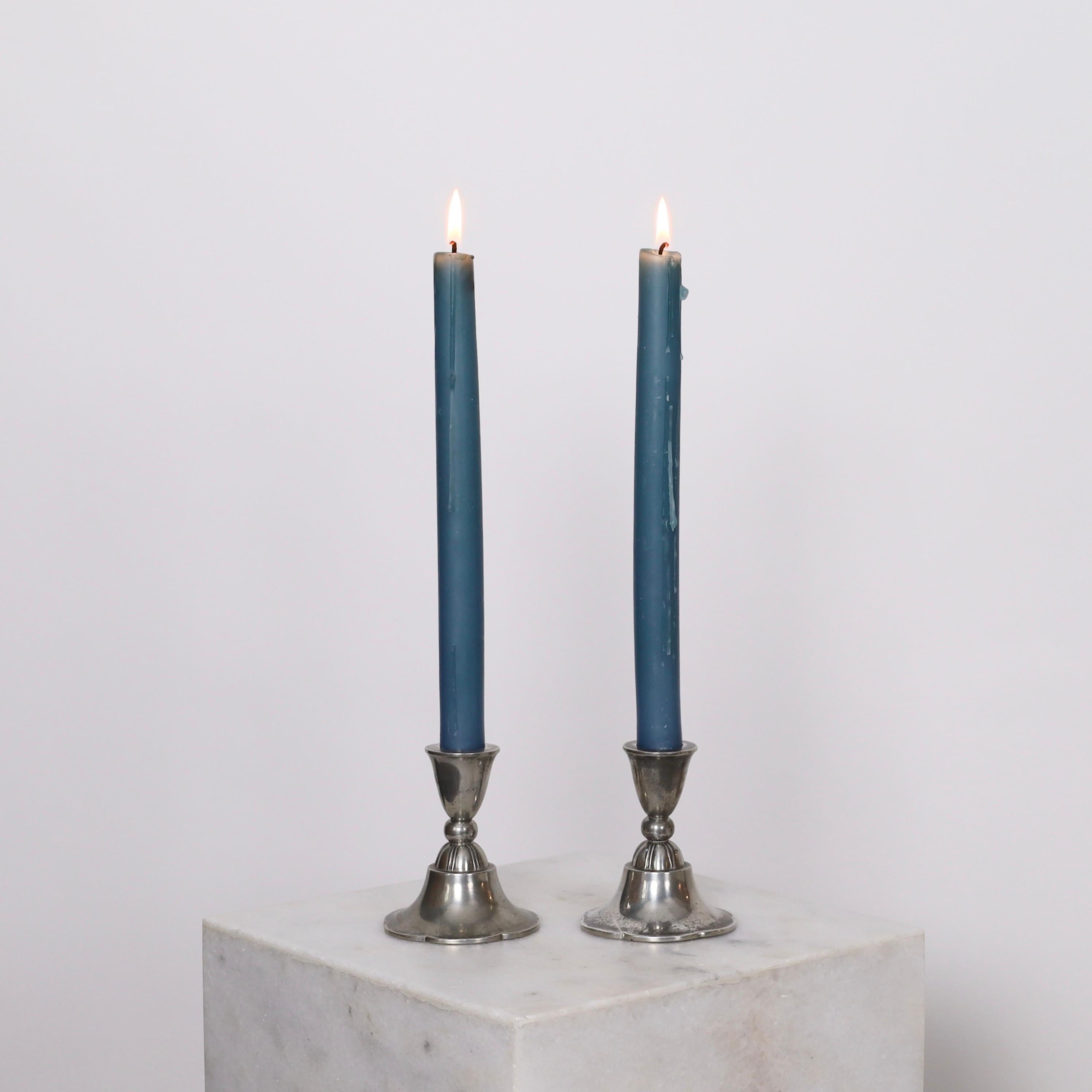 Art Deco Pewter Candle Holders by Just Andersen, 1920s, Denmark For Sale