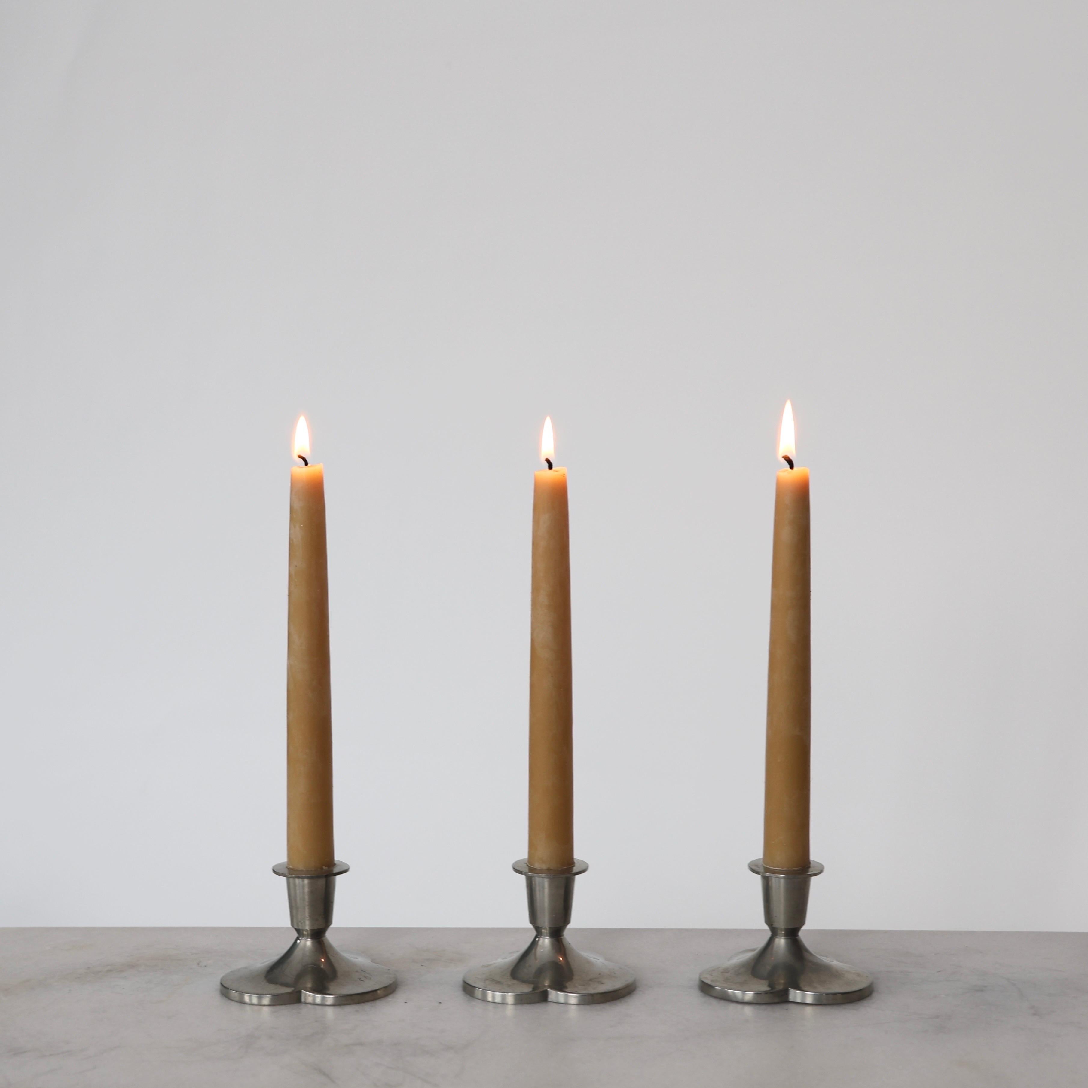 Art Deco Pewter Candle Holders by Just Andersen, 1920s, Denmark For Sale