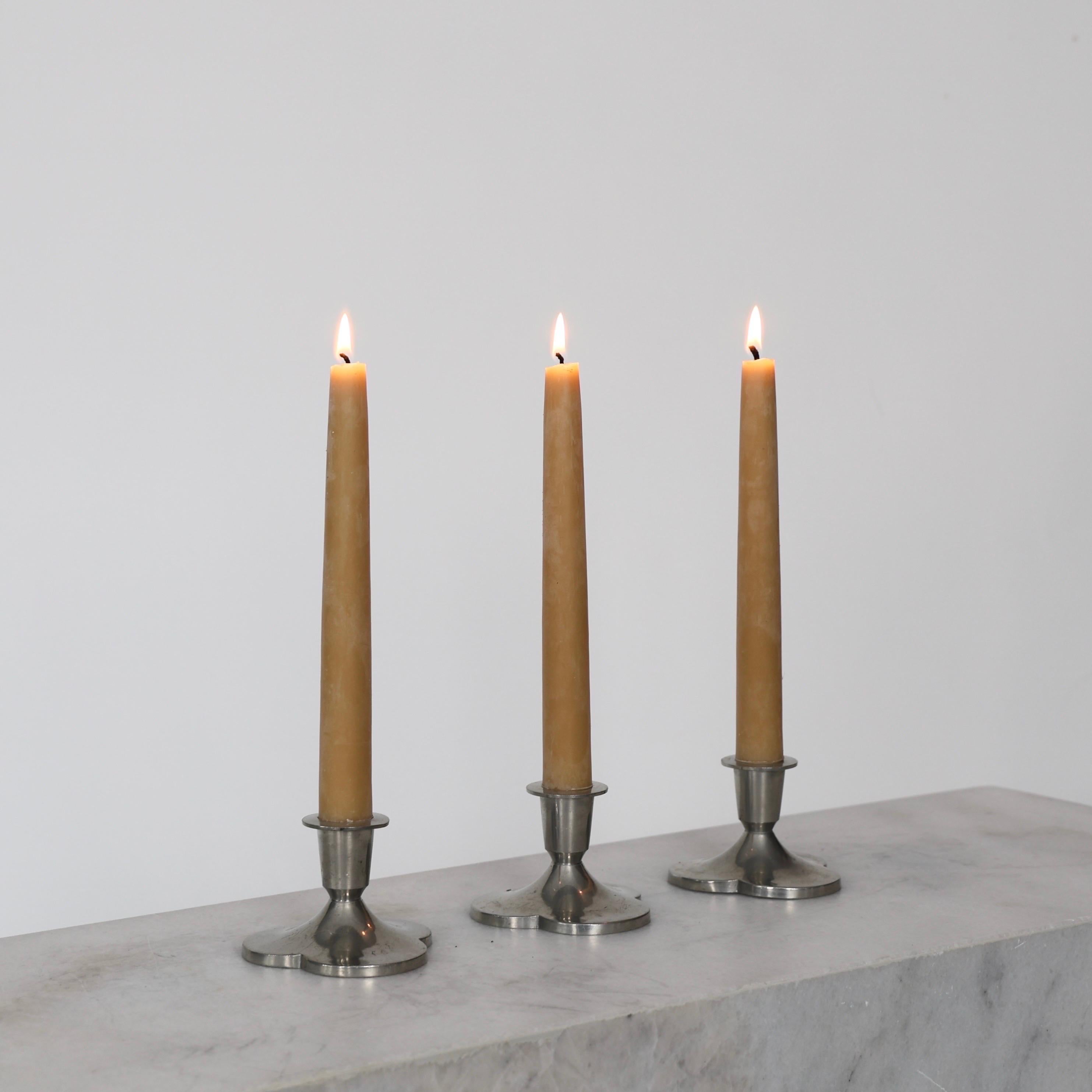 Danish Pewter Candle Holders by Just Andersen, 1920s, Denmark For Sale