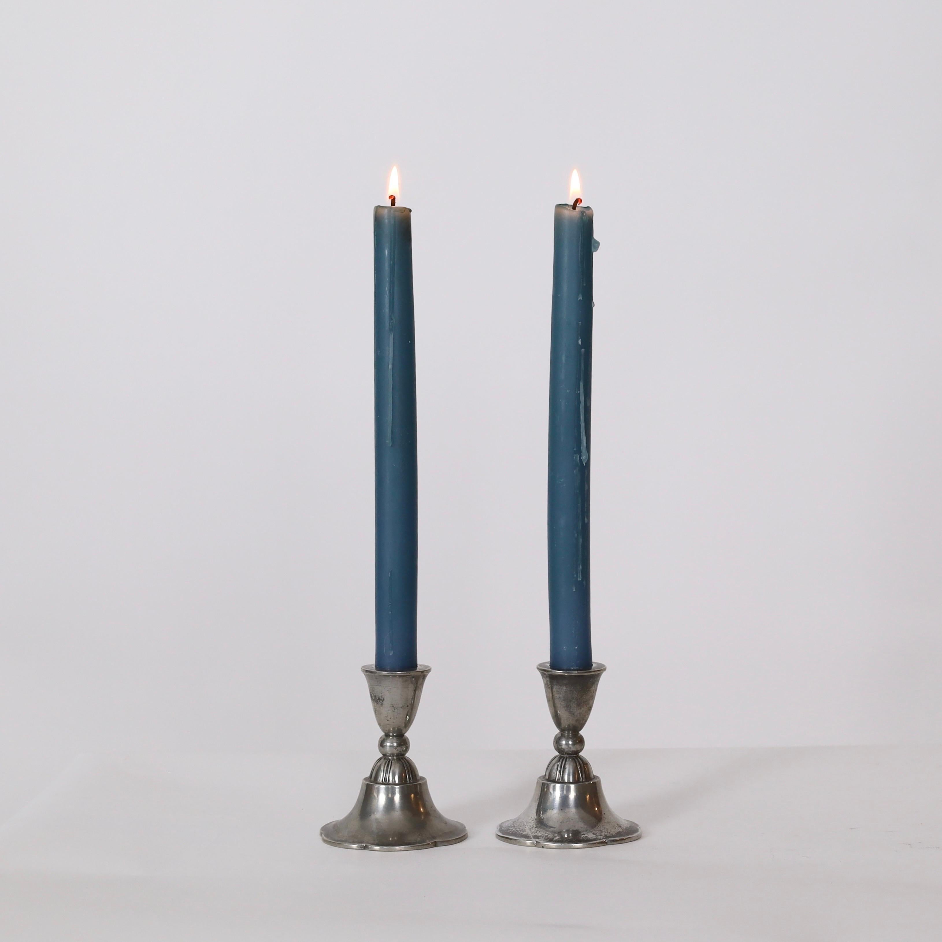 Early 20th Century Pewter Candle Holders by Just Andersen, 1920s, Denmark For Sale