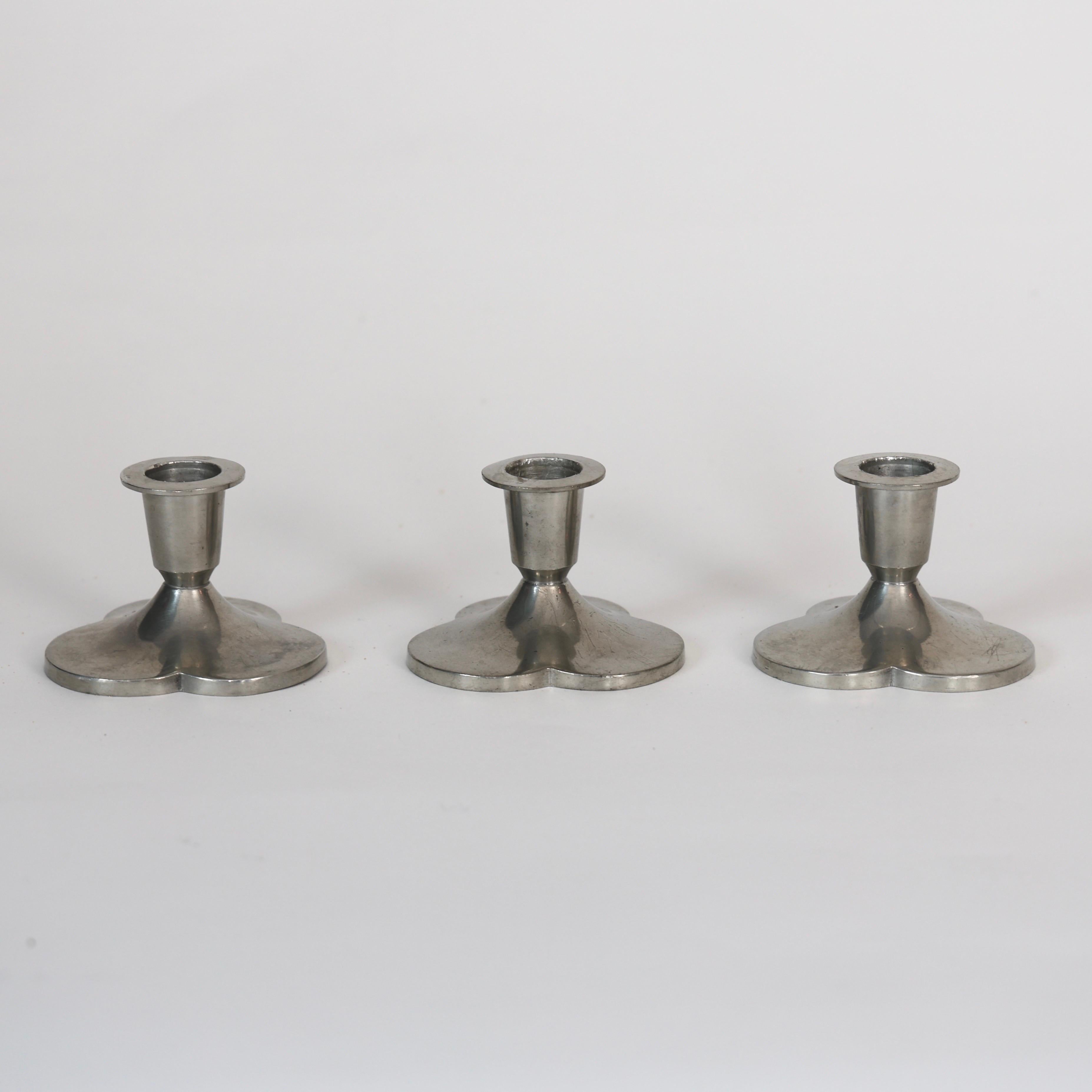 Early 20th Century Pewter Candle Holders by Just Andersen, 1920s, Denmark For Sale