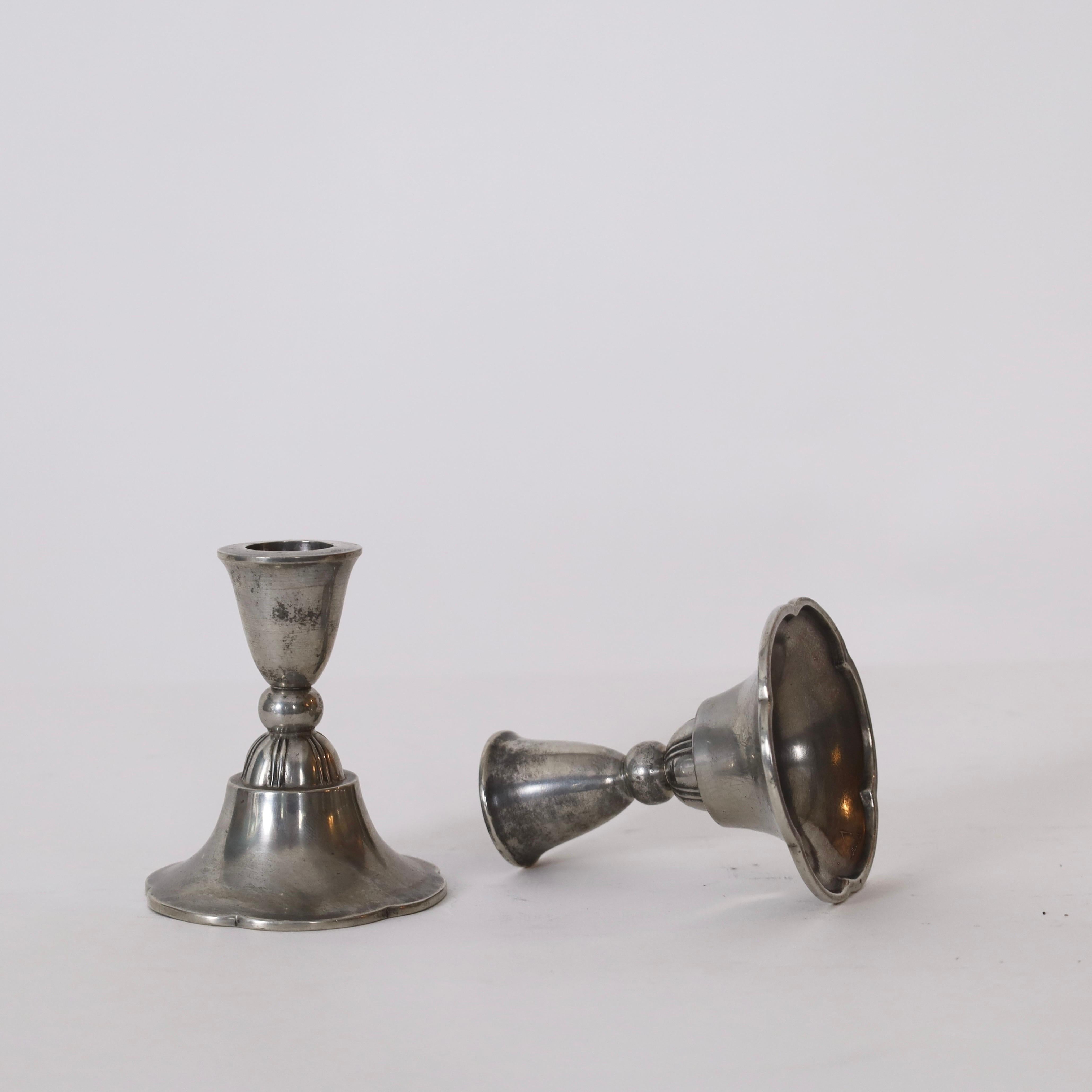 Pewter Candle Holders by Just Andersen, 1920s, Denmark For Sale 1