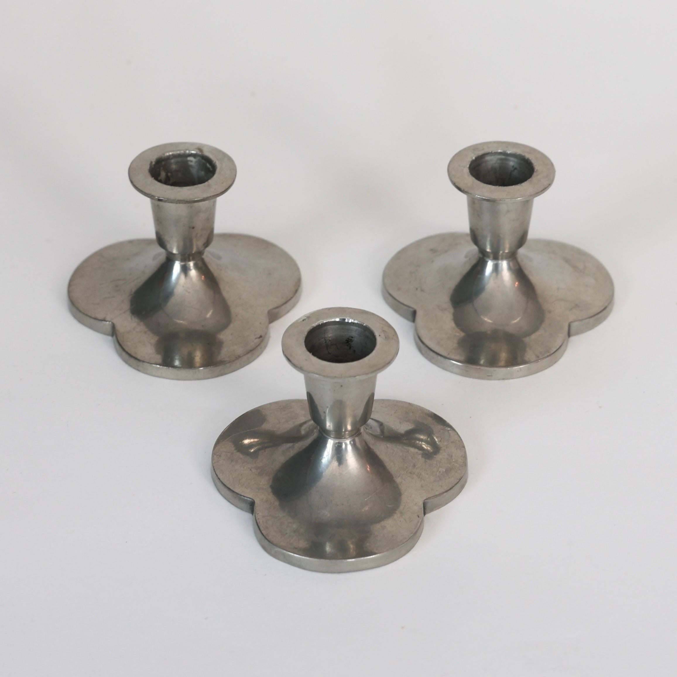 Pewter Candle Holders by Just Andersen, 1920s, Denmark For Sale 1