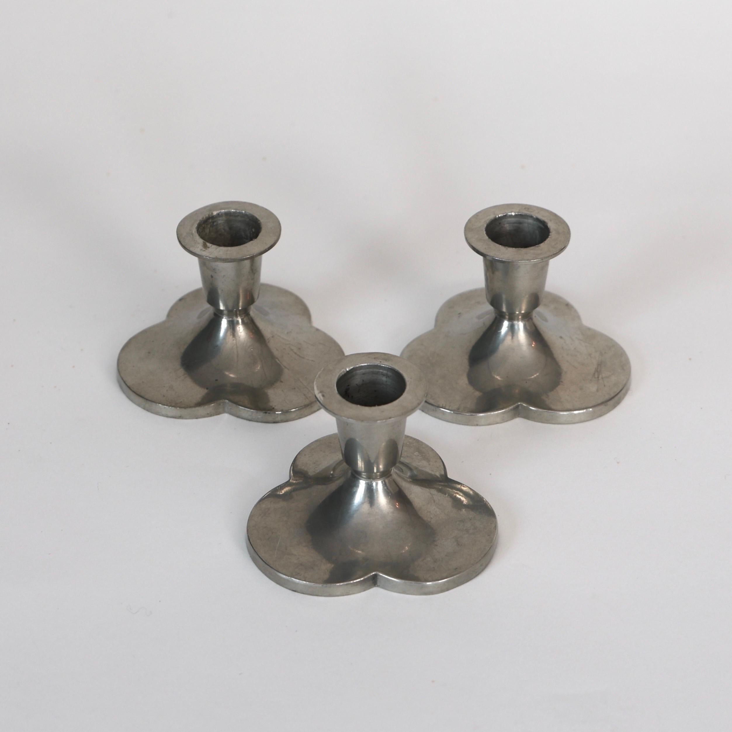 Pewter Candle Holders by Just Andersen, 1920s, Denmark For Sale 2
