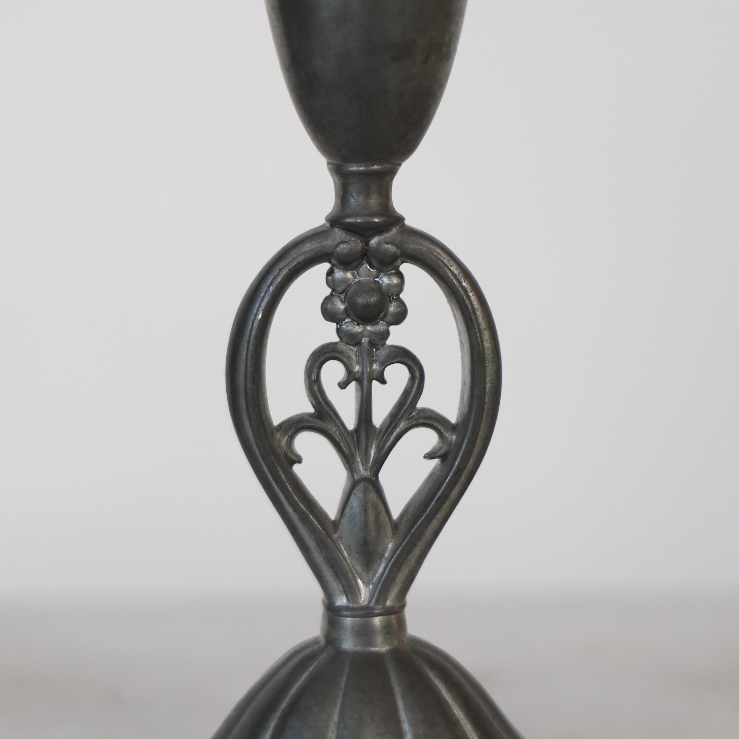 Pewter Candle Holders by Just Andersen, 1920s, Denmark For Sale 3