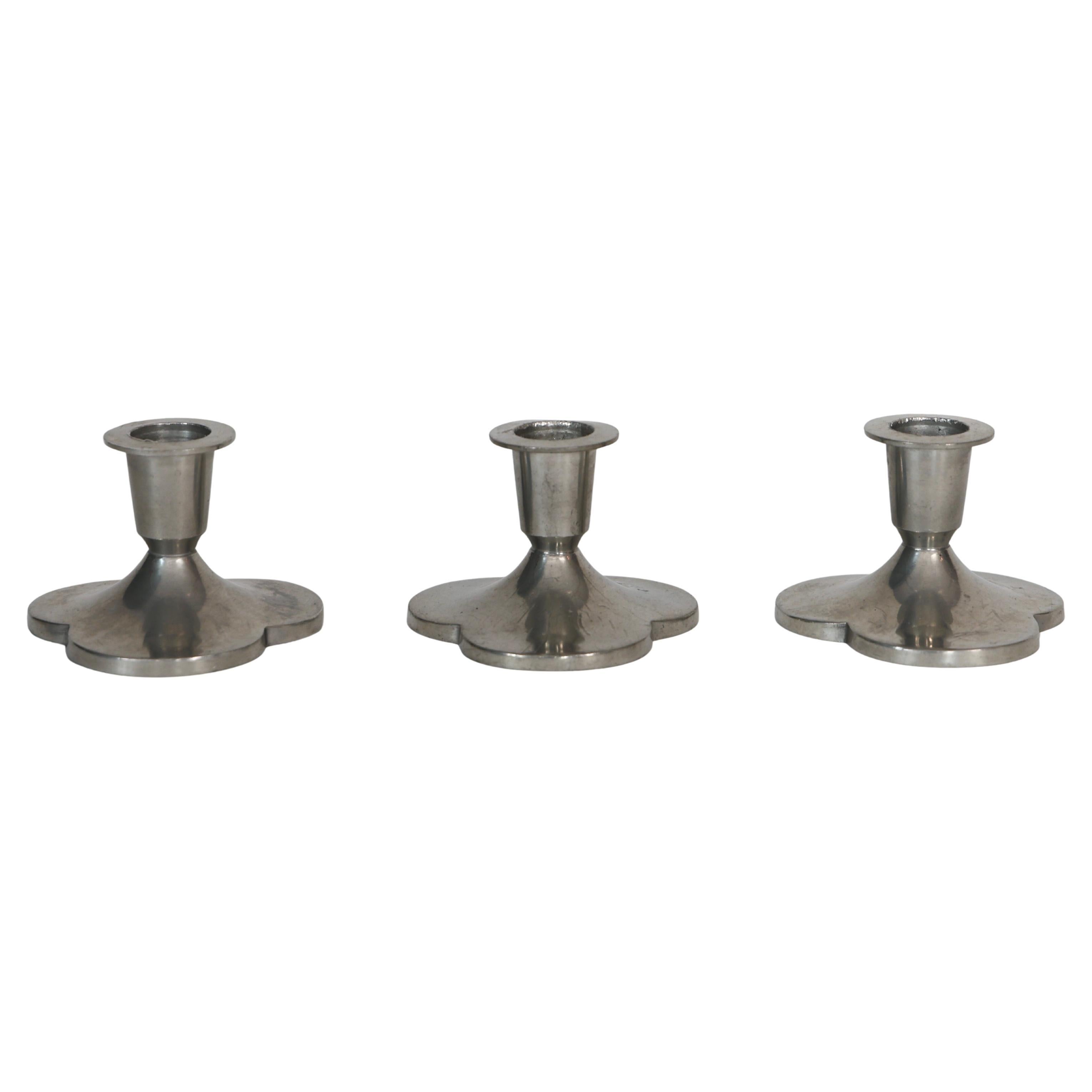 Bougeoirs en étain par Just Andersen, années 1920, Danemark