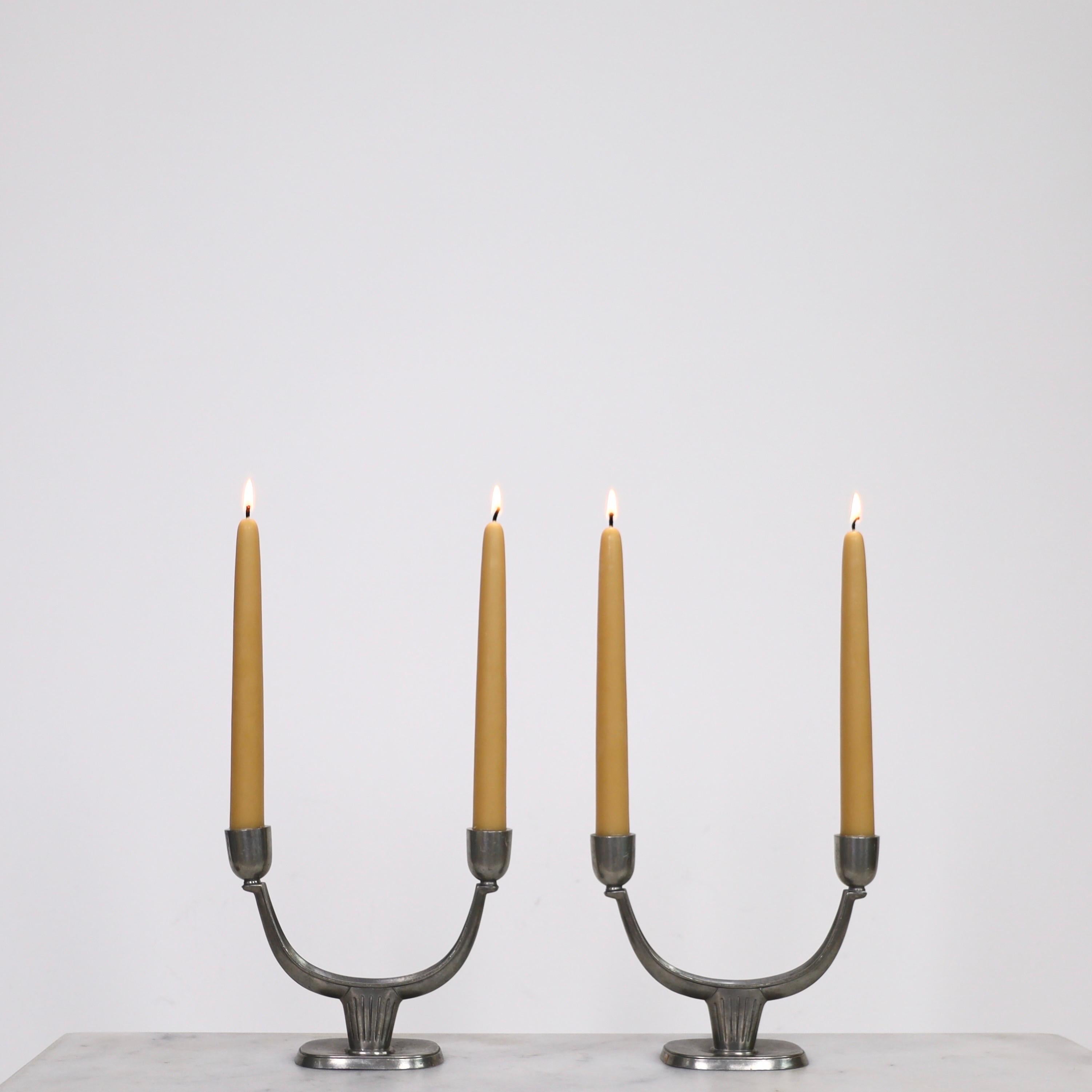 Pewter Candle Holders by Just Andersen, 1950s, Denmark For Sale 7