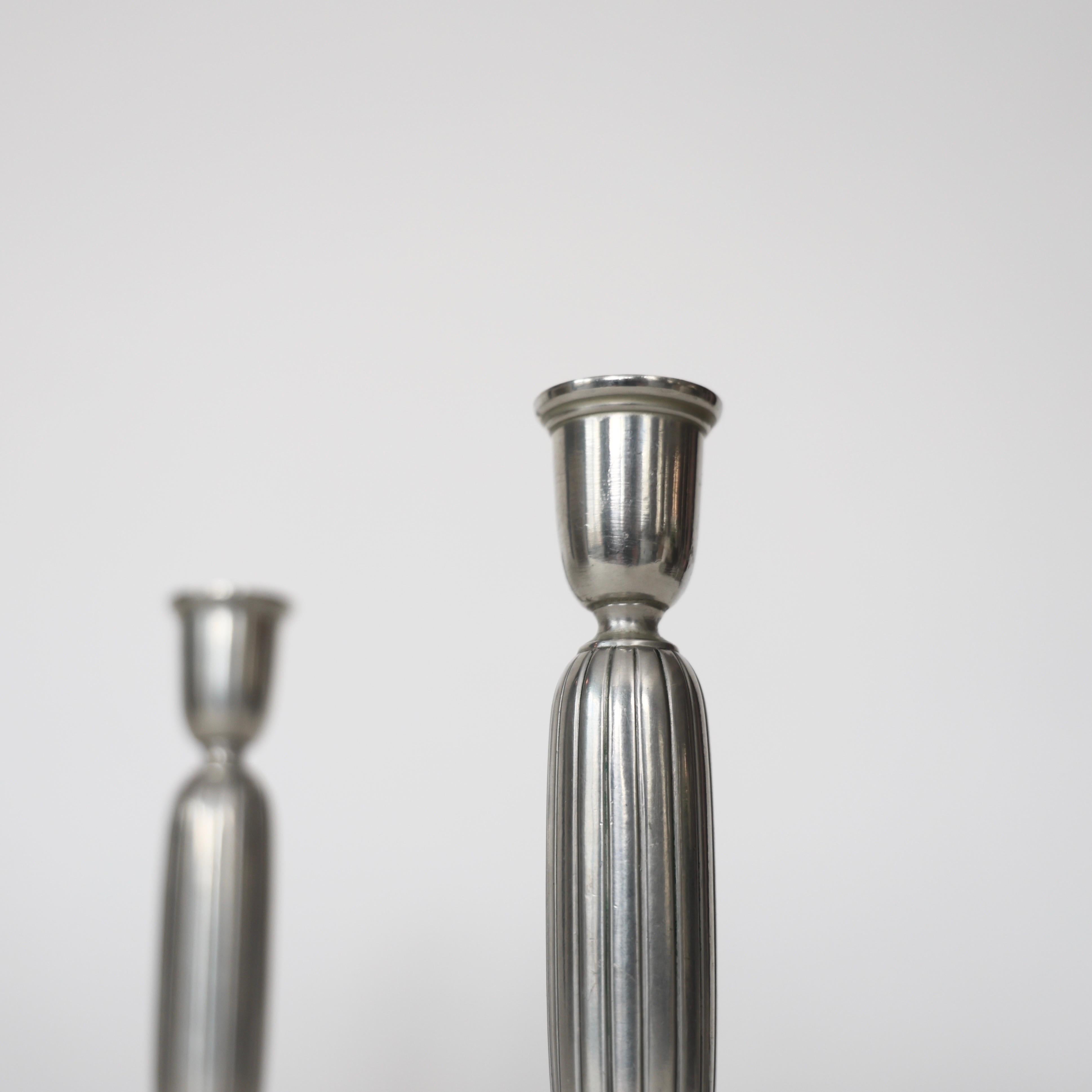 Kerzenhalter aus Zinn von Just Andersen, 1950er Jahre, Dänemark im Zustand „Gut“ im Angebot in Værløse, DK