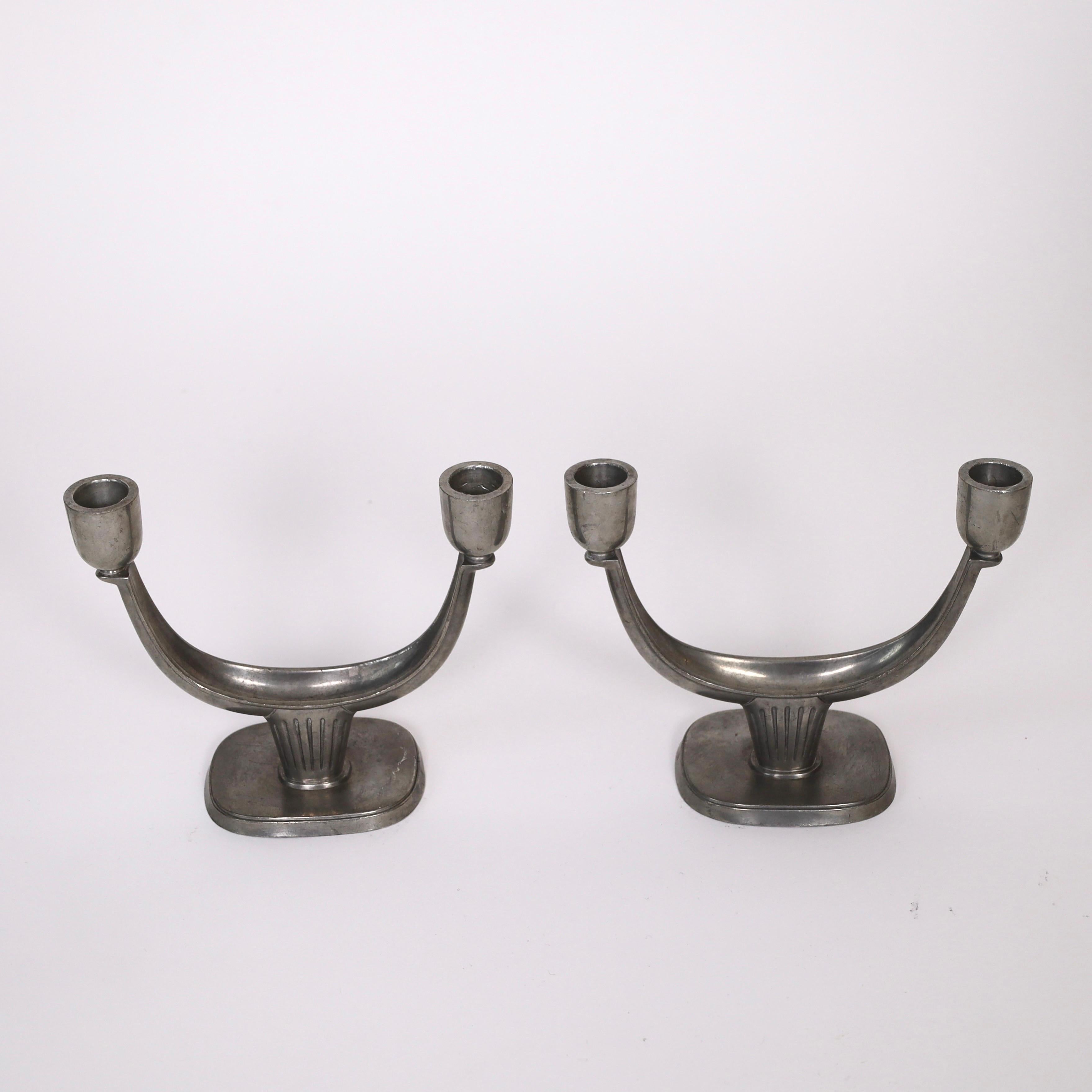 Pewter Candle Holders by Just Andersen, 1950s, Denmark For Sale 1