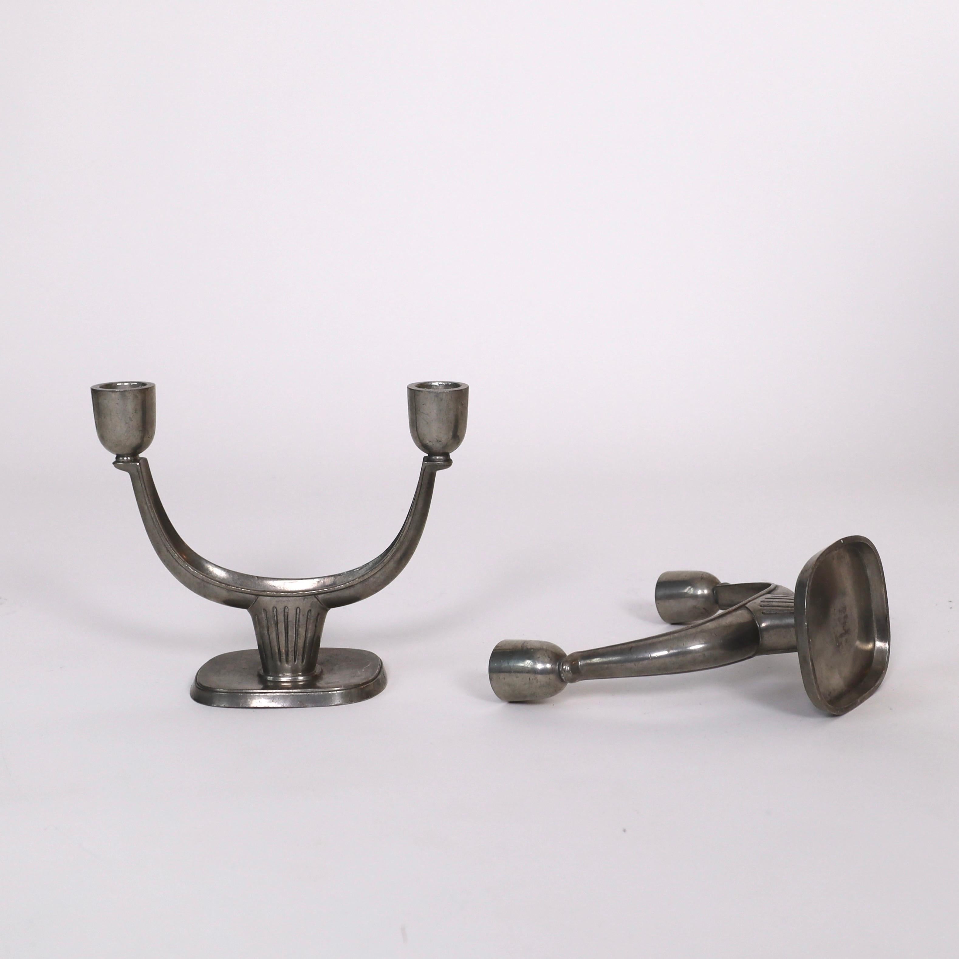 Pewter Candle Holders by Just Andersen, 1950s, Denmark For Sale 2