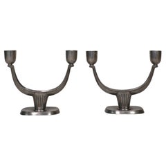 Pewter Candle Holders by Just Andersen, 1950s, Denmark