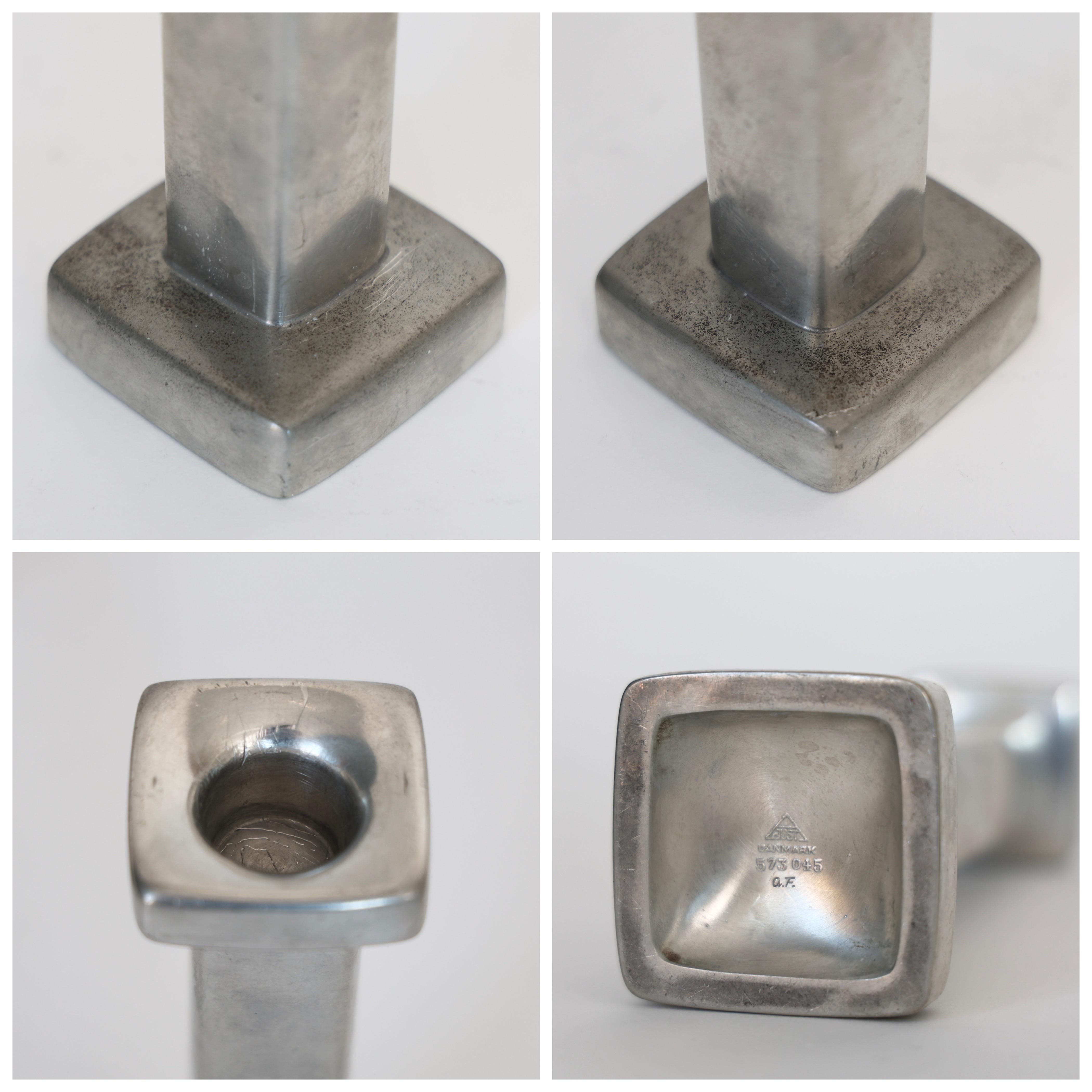 Pewter Candle Holders designed by Astrid Fog for Just Andersen, 1970s, Denmark For Sale 5