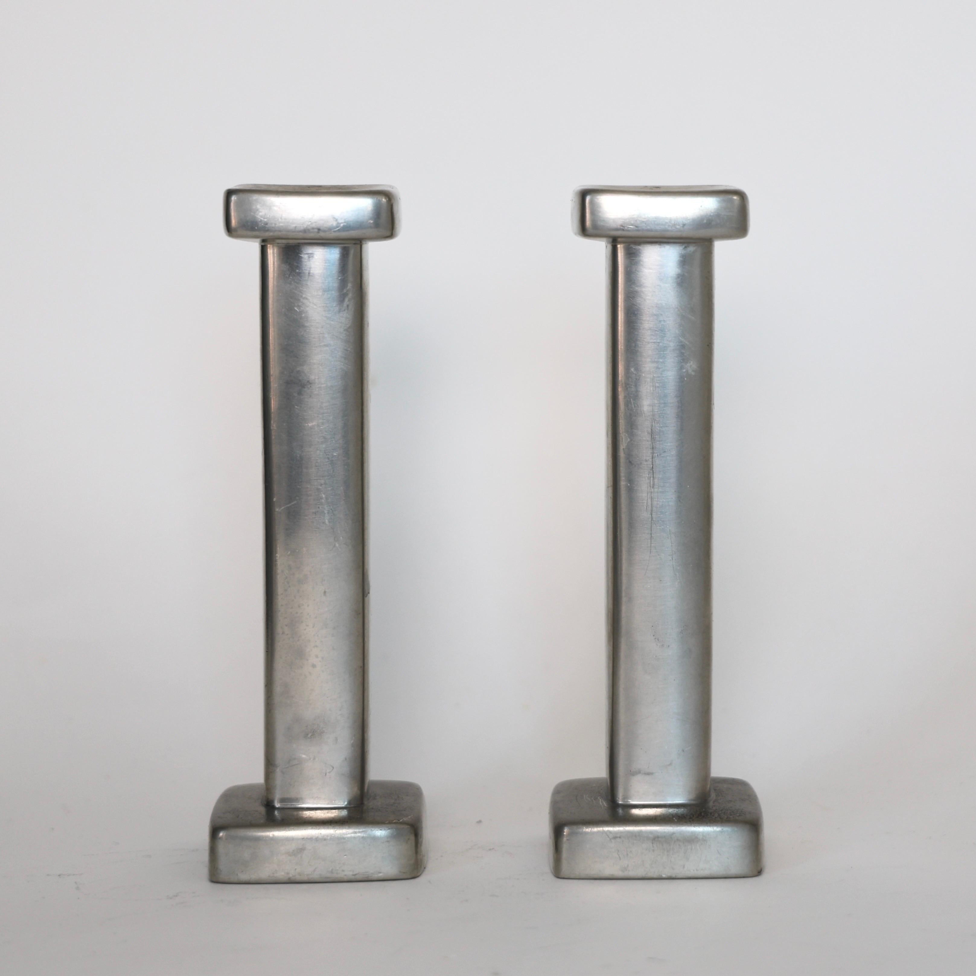 Pewter Candle Holders designed by Astrid Fog for Just Andersen, 1970s, Denmark For Sale 2