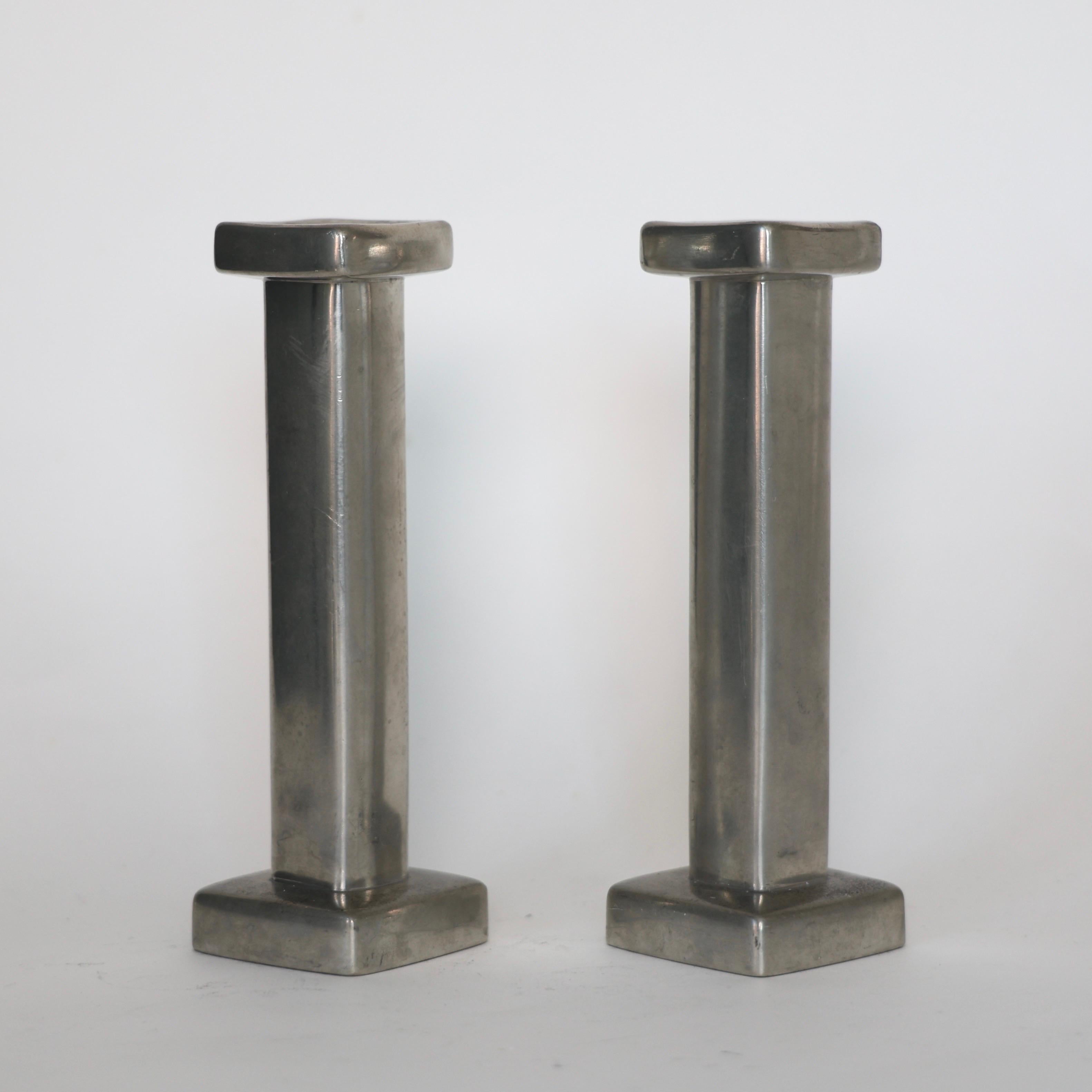 Pewter Candle Holders designed by Astrid Fog for Just Andersen, 1970s, Denmark For Sale 3