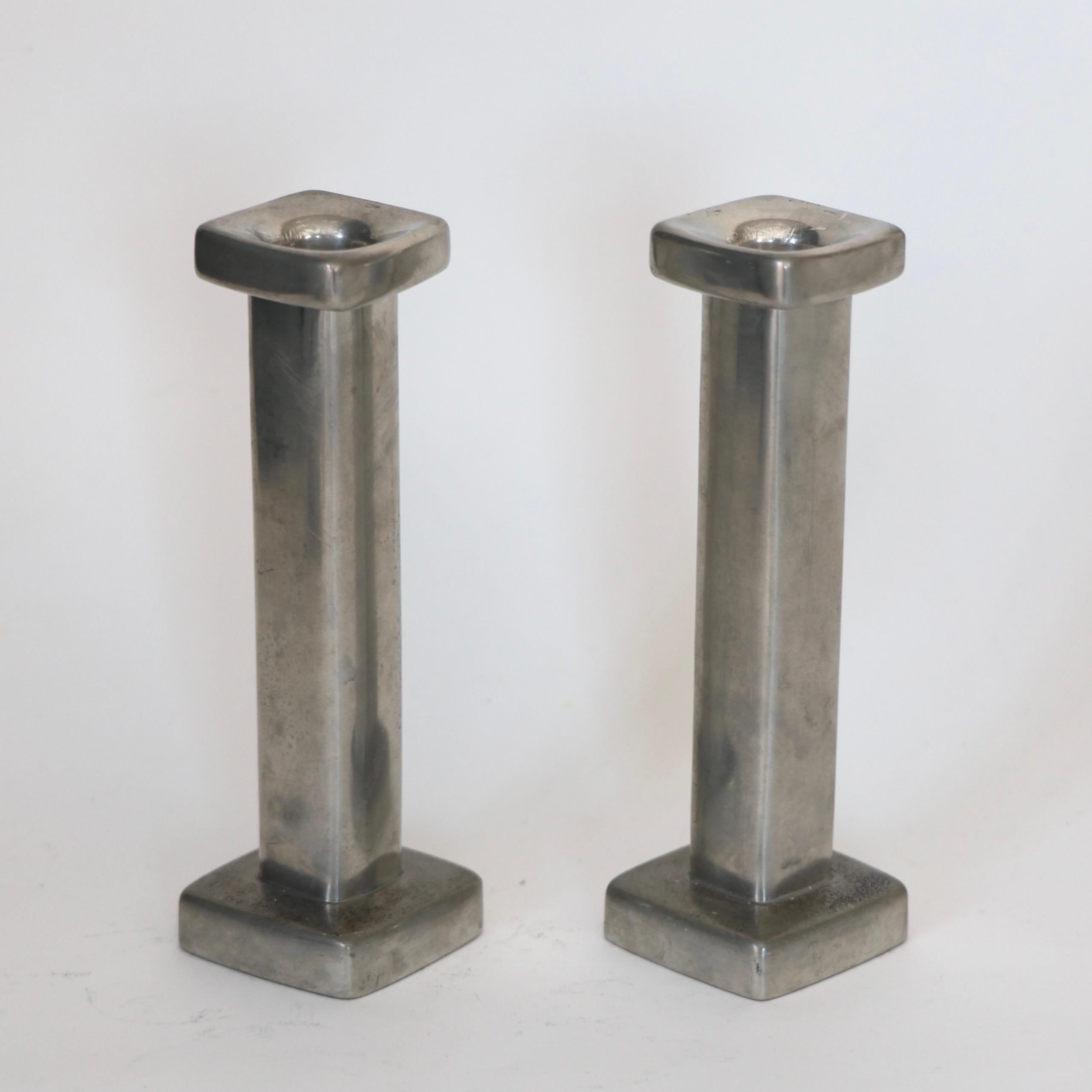 Pewter Candle Holders designed by Astrid Fog for Just Andersen, 1970s, Denmark For Sale 4