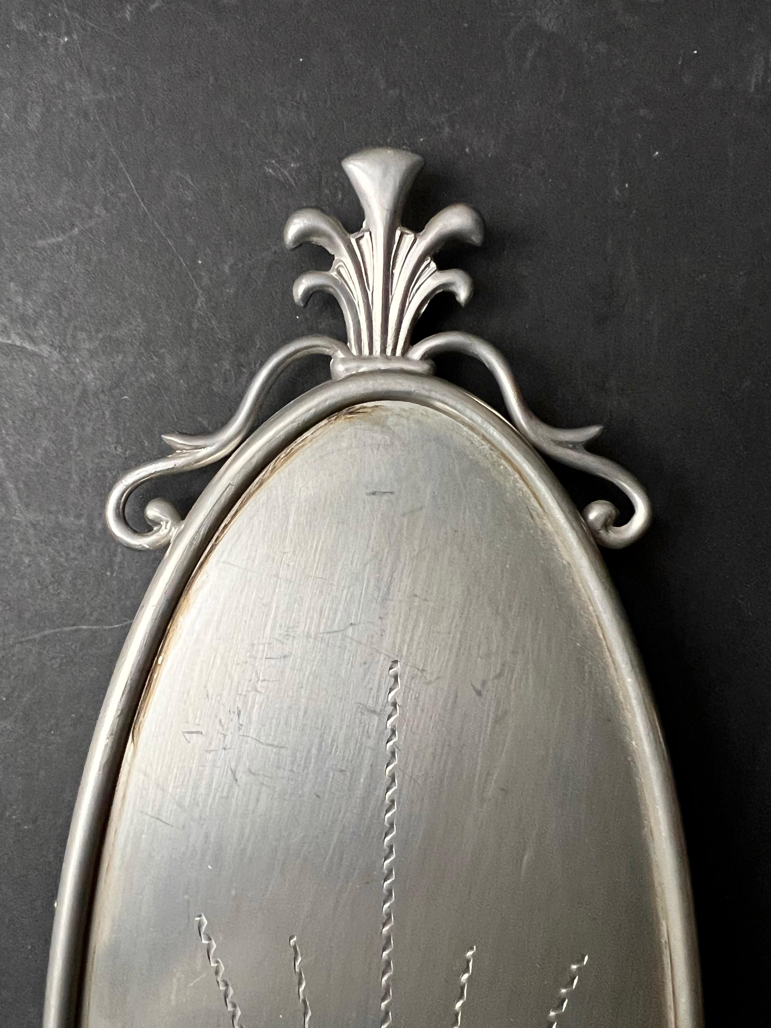 Swedish Pewter Candle Sconce with Sunrise Design, Sweden 1932 For Sale