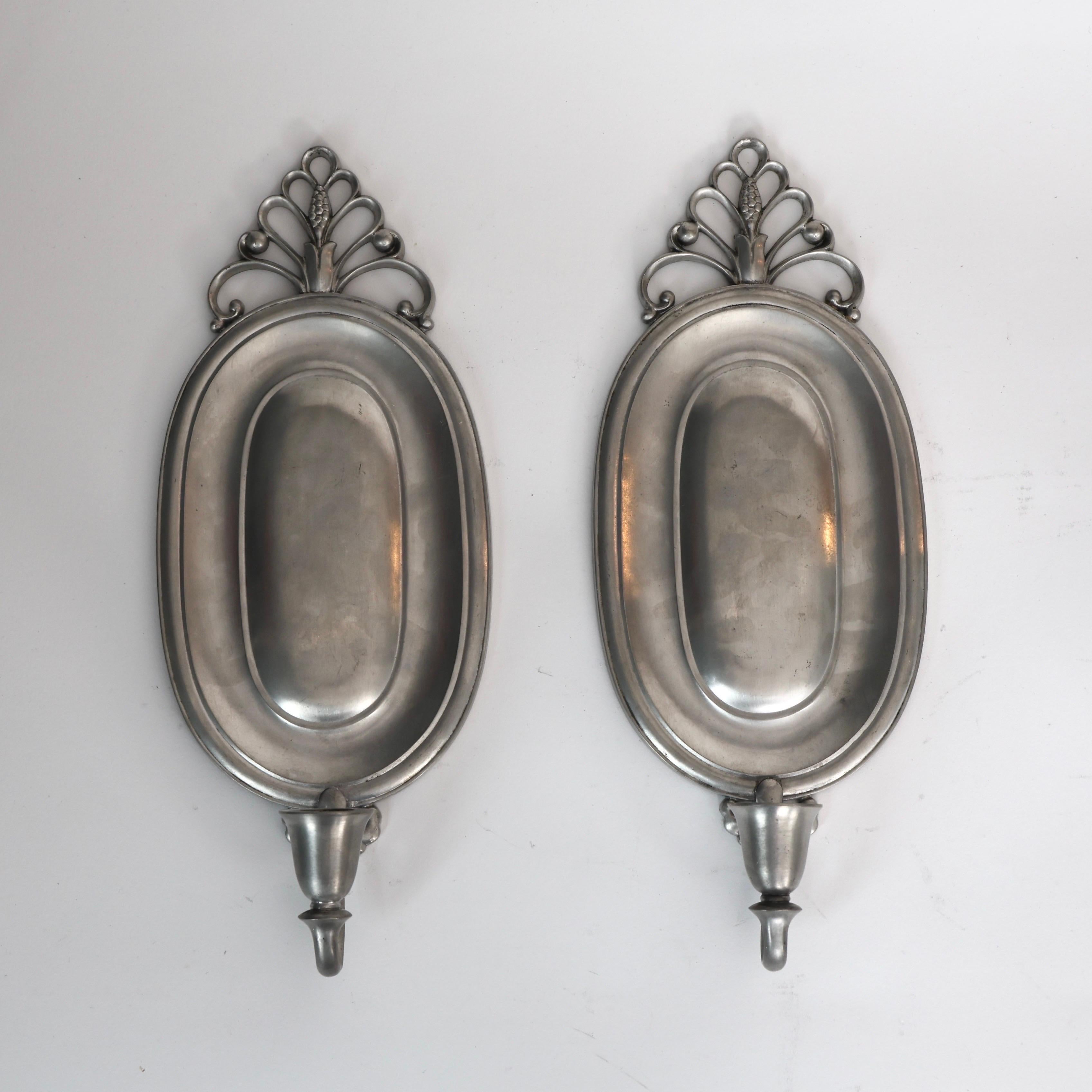 Pewter Candle Sconces by Just Andersen, 1920s, Denmark For Sale 5