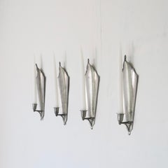 Pewter Candle Sconces by Just Andersen, 1920s, Denmark