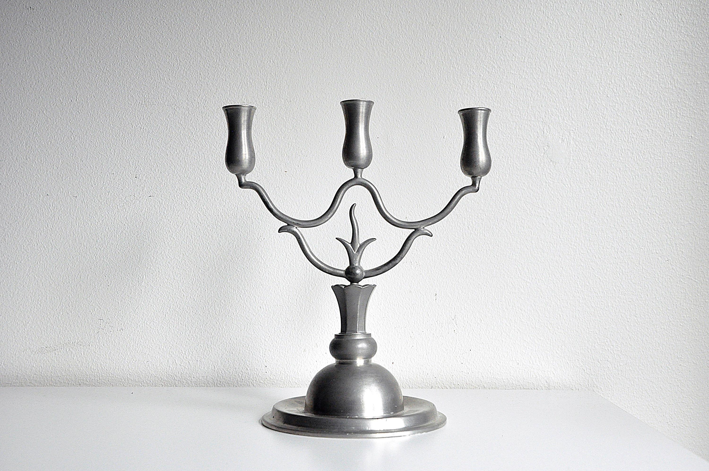 Beautiful pewter candelabra from Svenskt Tenn, 1928.