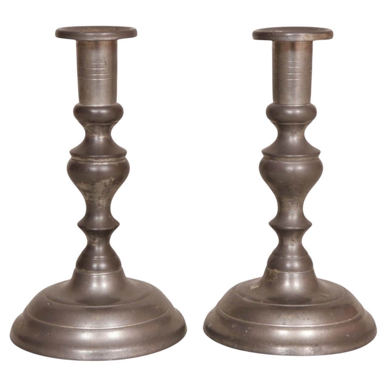 Pewter Candlestick Holders - a Pair