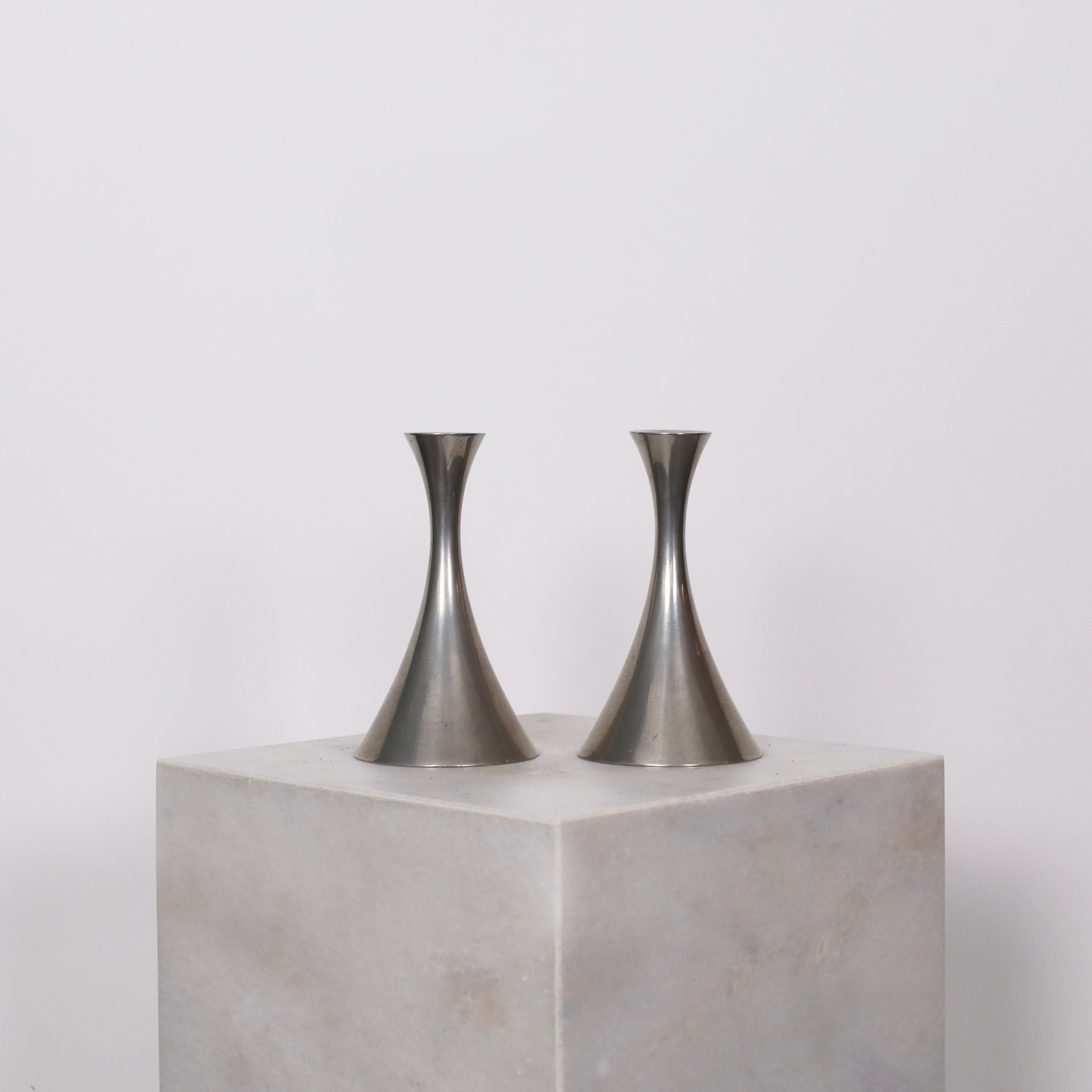 Danish Pewter Candlestick Holders by Arne Erkers for Just Andersen, 1950s, Denmark For Sale