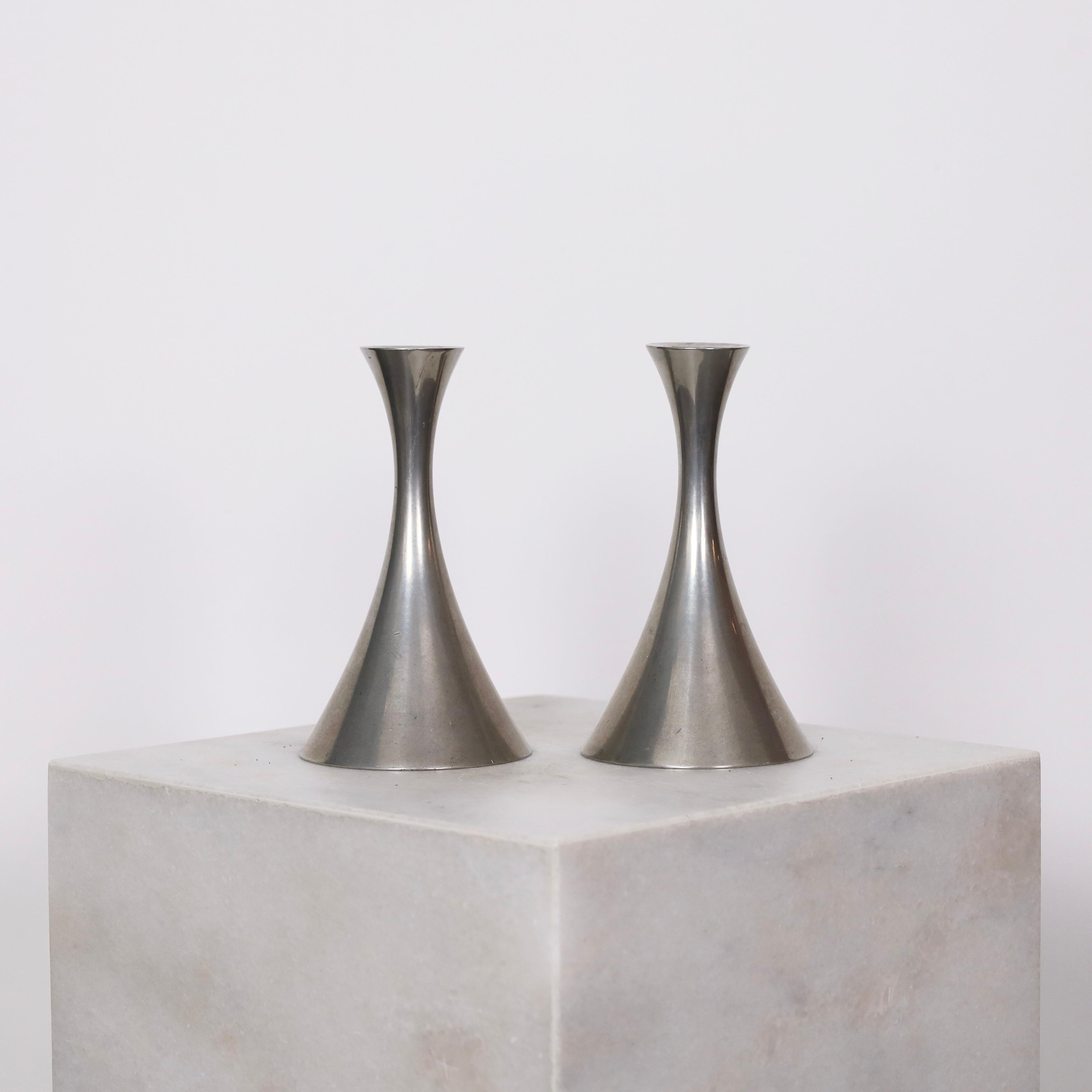 Pewter Candlestick Holders by Arne Erkers for Just Andersen, 1950s, Denmark For Sale 2