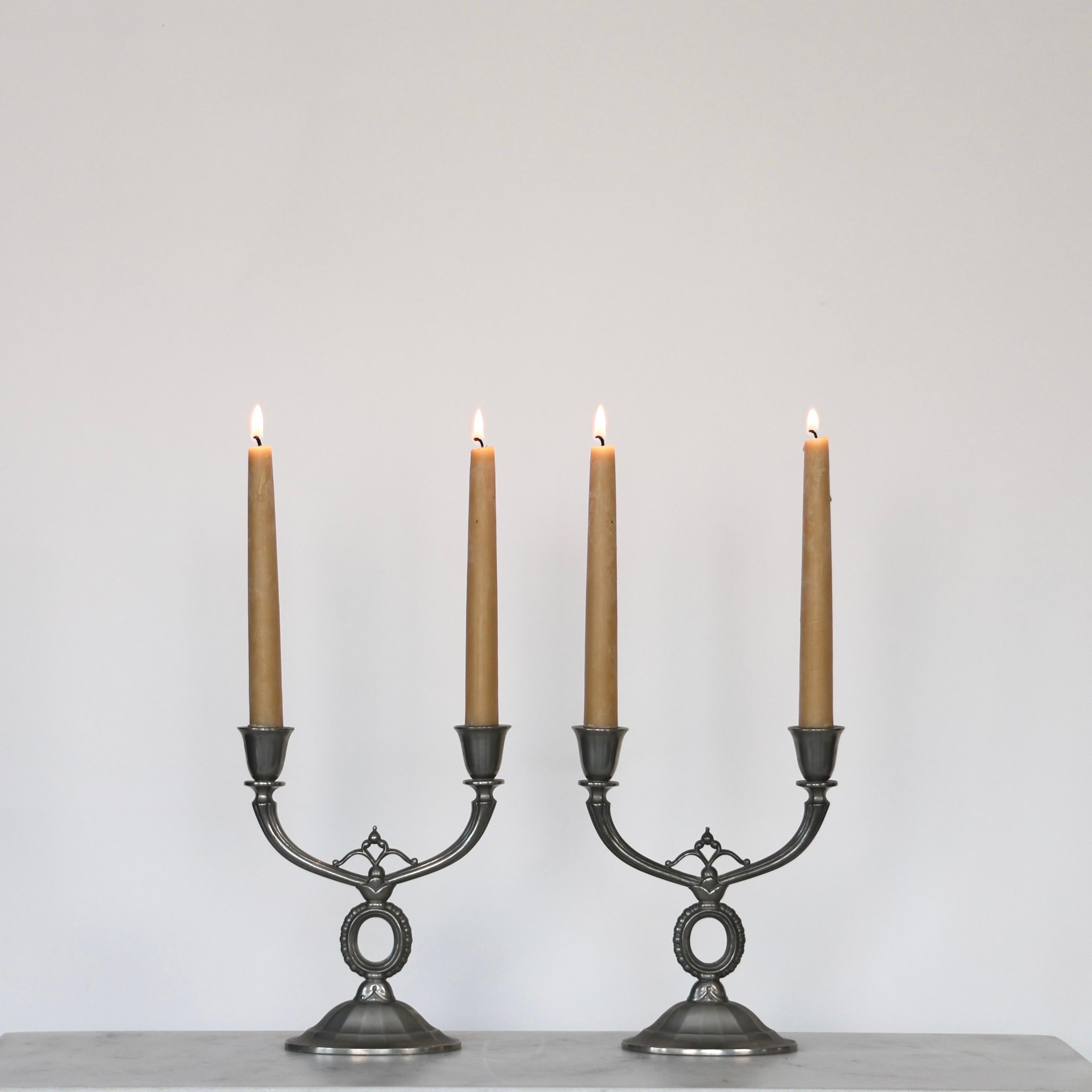 Pewter Candlestick Holders by Just Andersen, 1920s, Denmark For Sale 8
