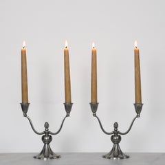 Pewter Candlestick Holders by Just Andersen, 1920s, Denmark